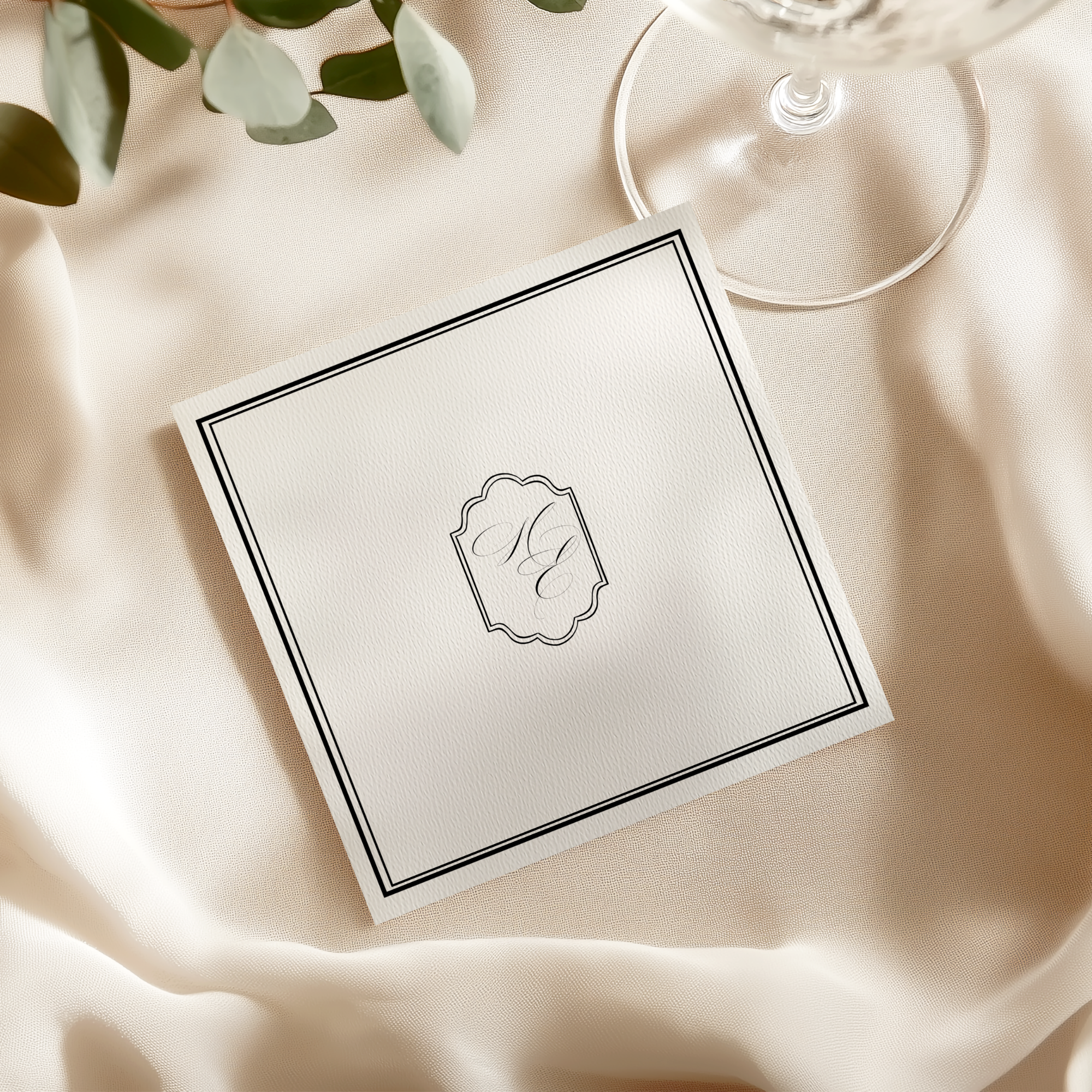 Black & White Wedding Napkin Template