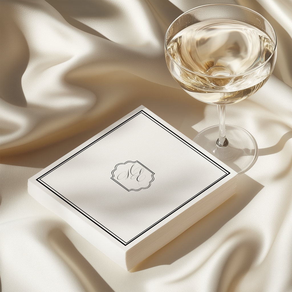 Black & White Wedding Napkin Template