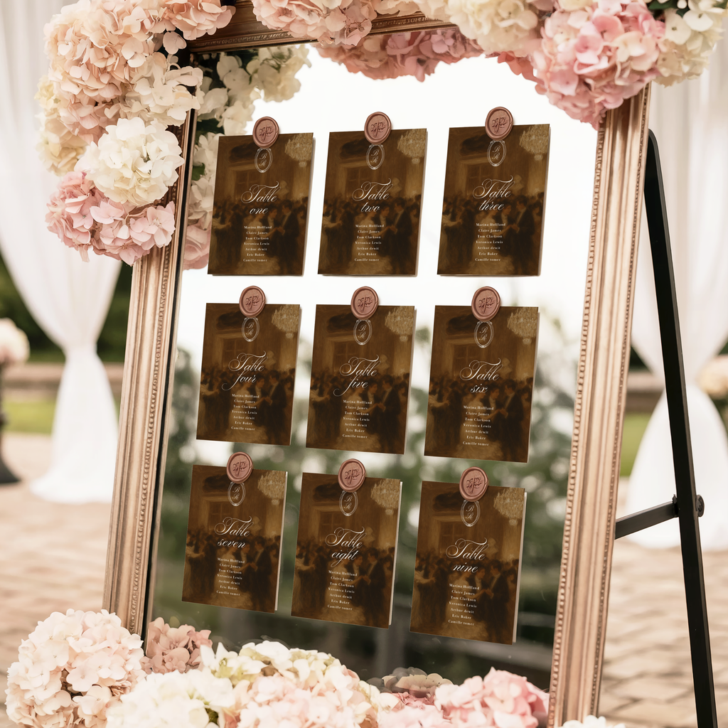 Vintage Brown Seating Chart Cards Template