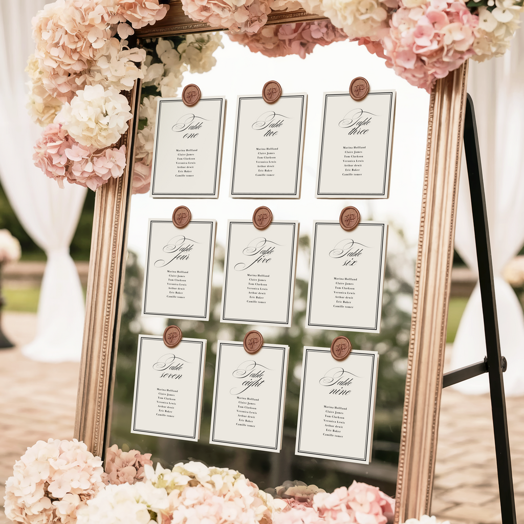 Black & White Card Seating Chart Template