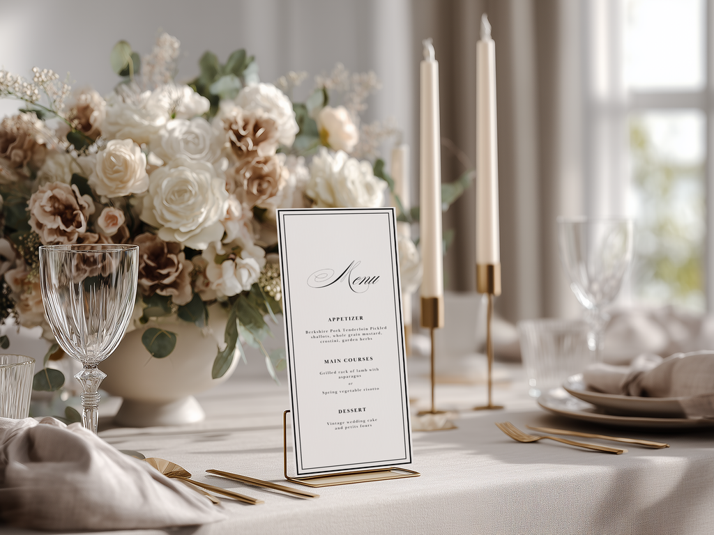 Black & White Wedding Menu Template