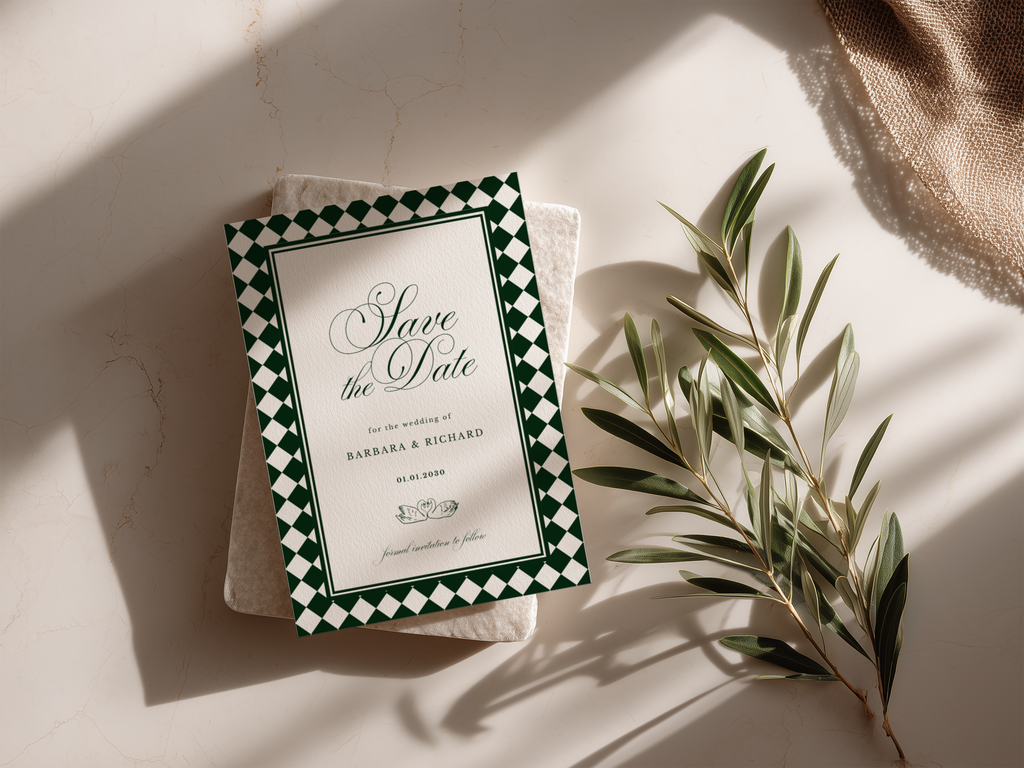 Green & White Save the Date Template