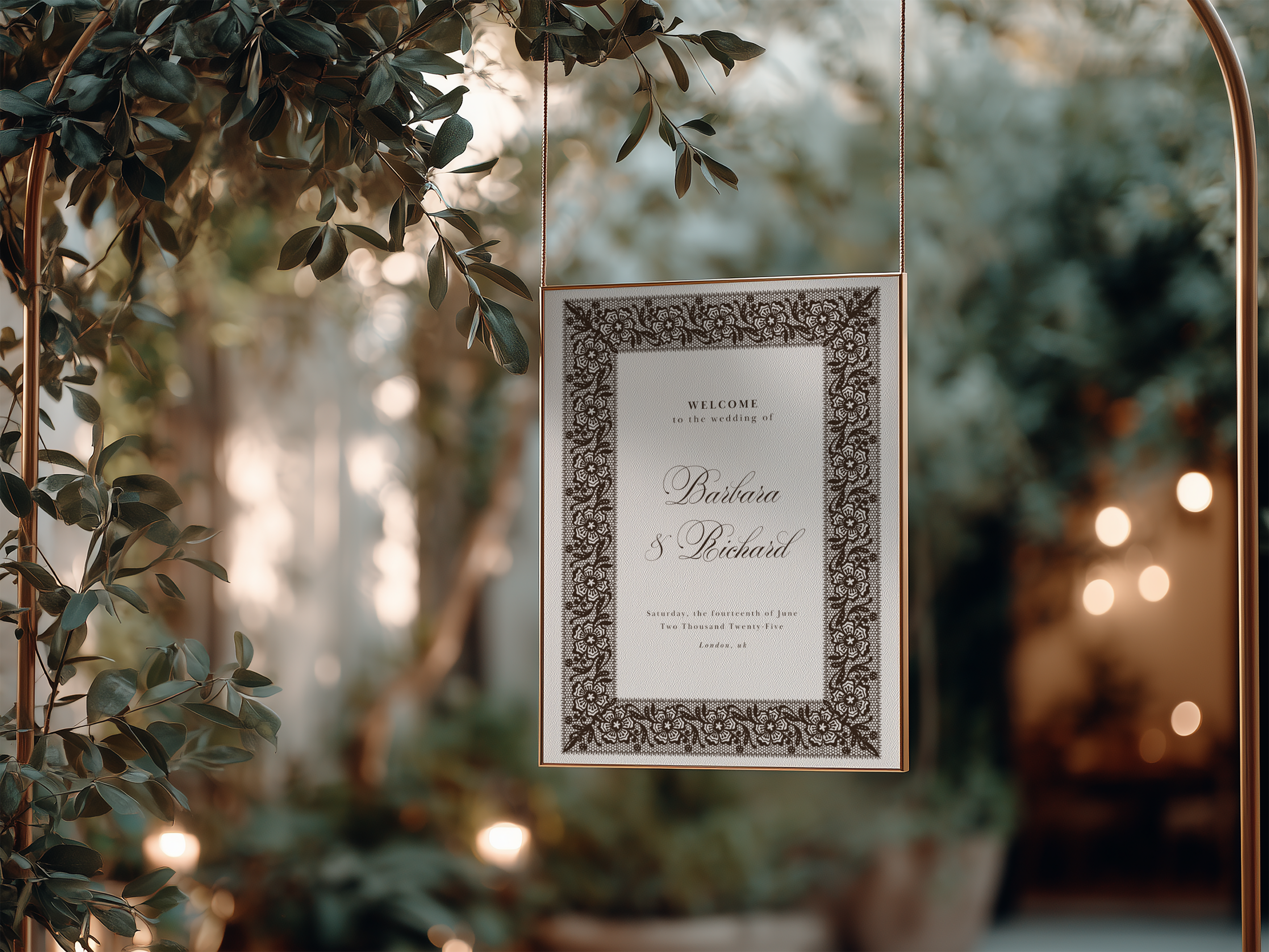 Vintage Brown Wedding Welcome Sign Template
