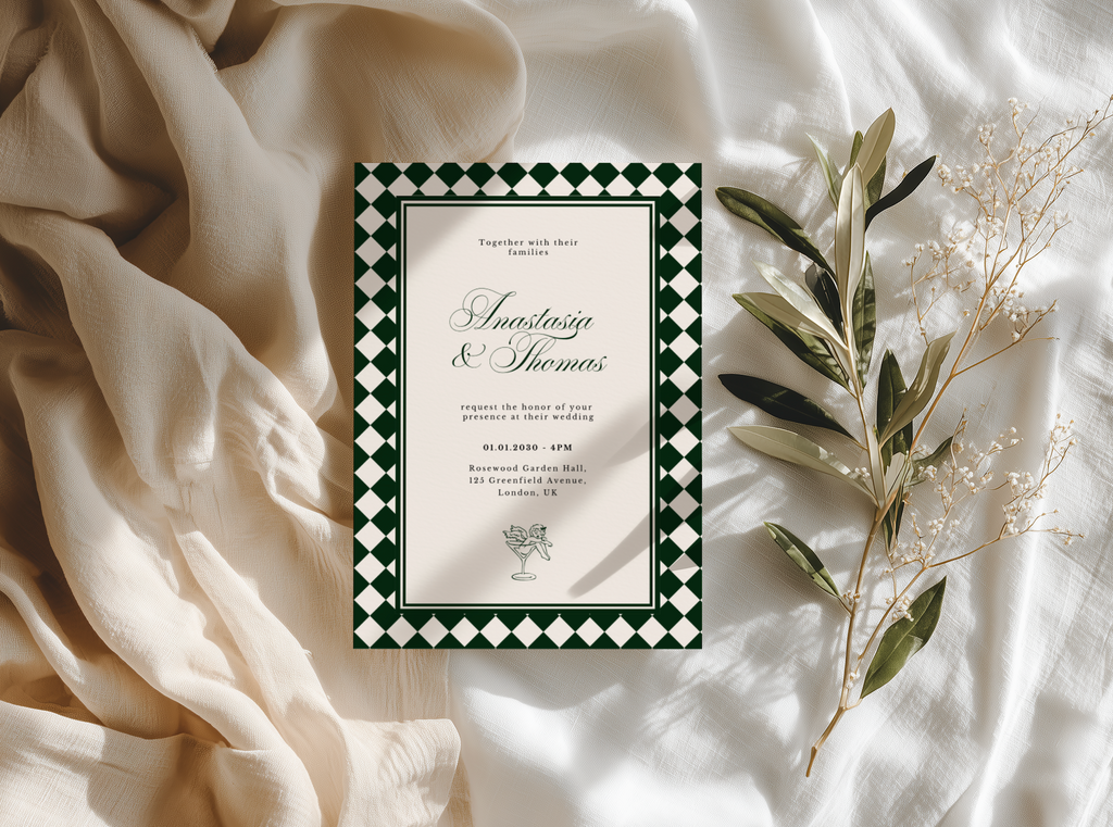 Italian Green Wedding Invitation Template