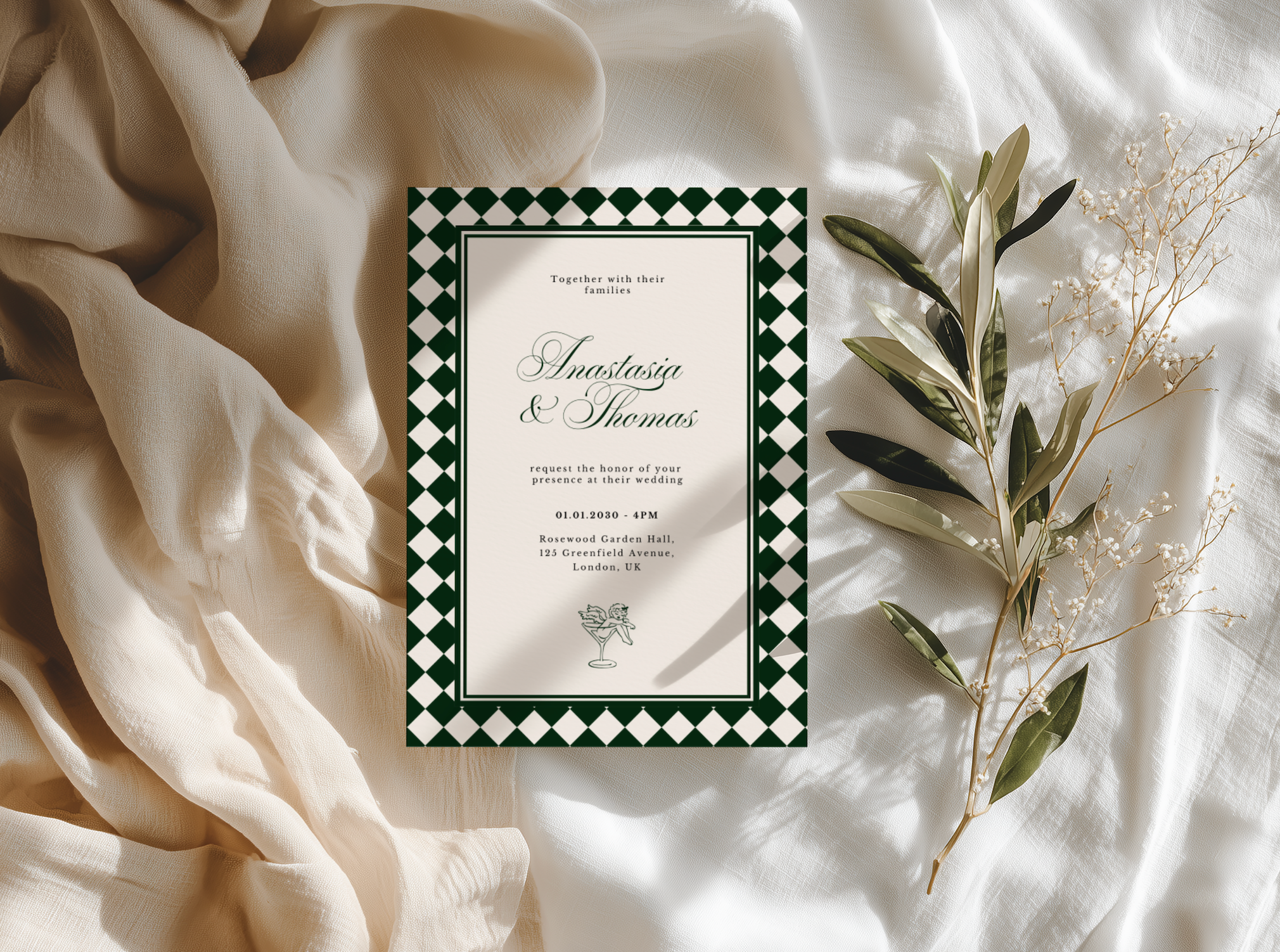 Italian Green Wedding Invitation Template