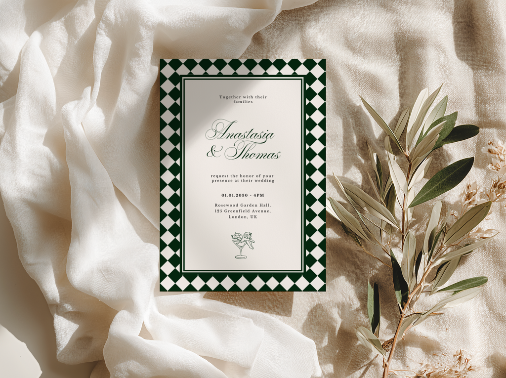 Italian Green Wedding Invitation Template