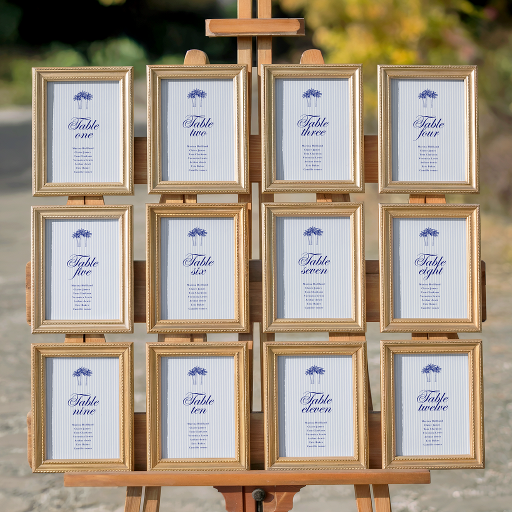 Costal Blue Card Seating Chart Template