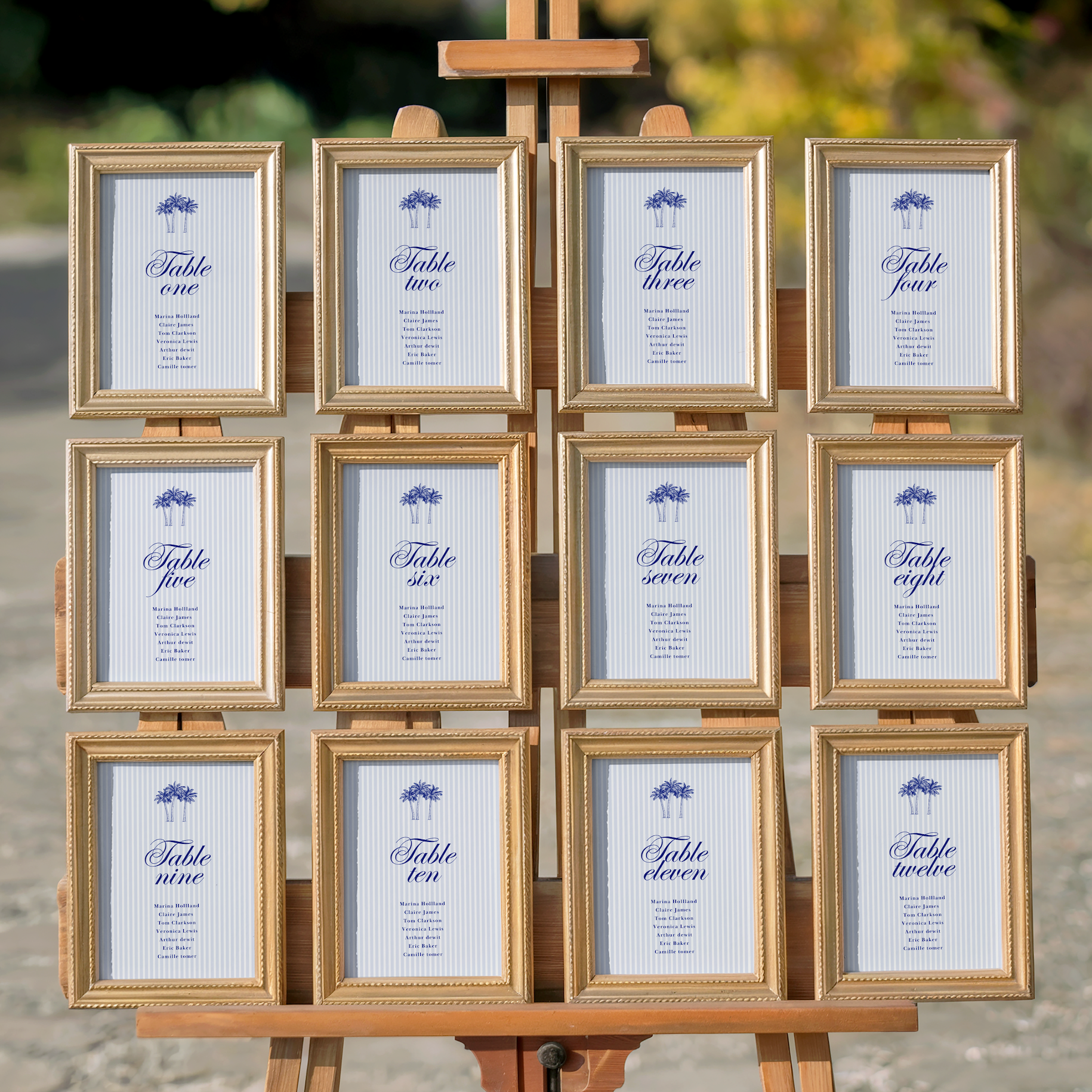 Costal Blue Card Seating Chart Template