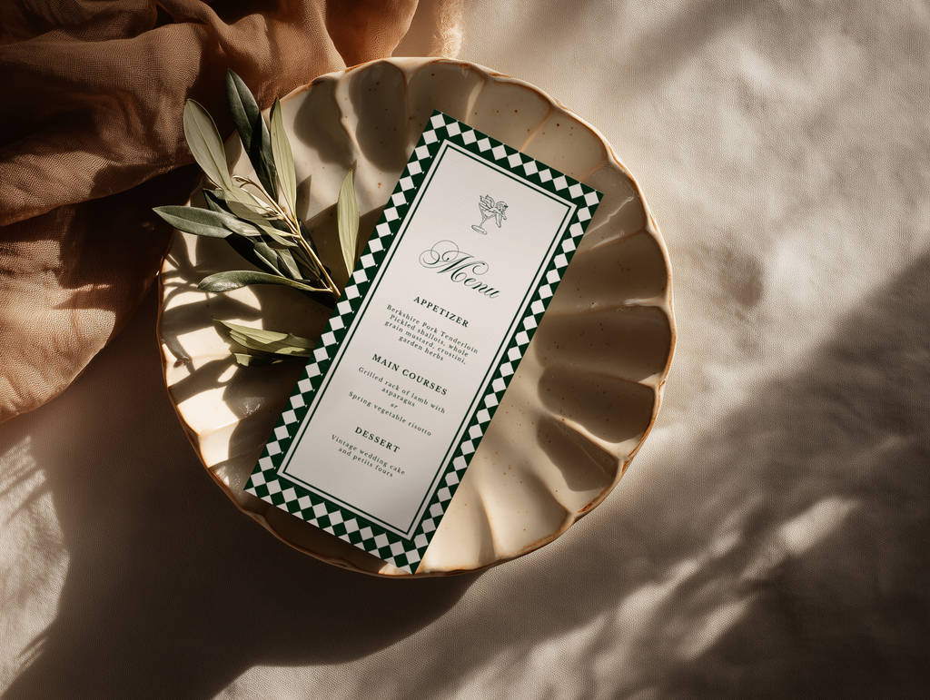 Green & White Wedding Menu Template