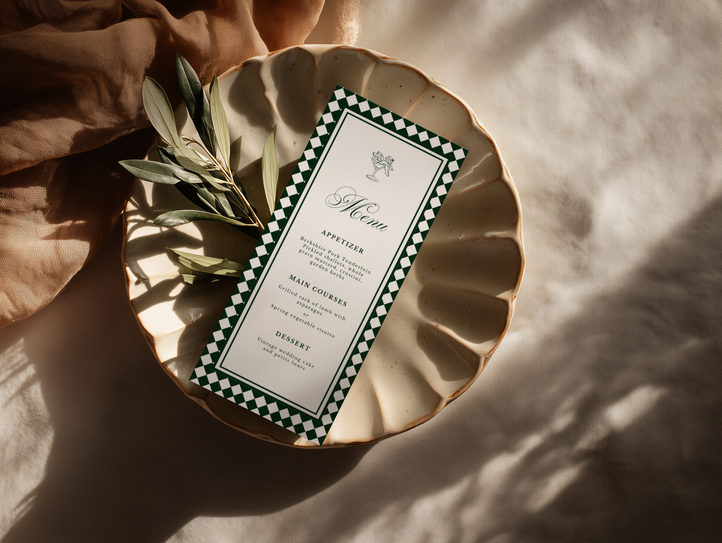 Green & White Wedding Menu Template