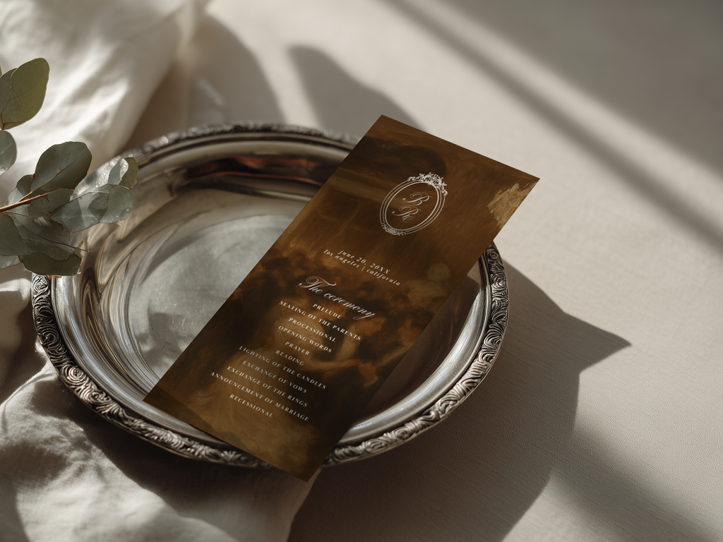 Vintage Brown Wedding Program Template