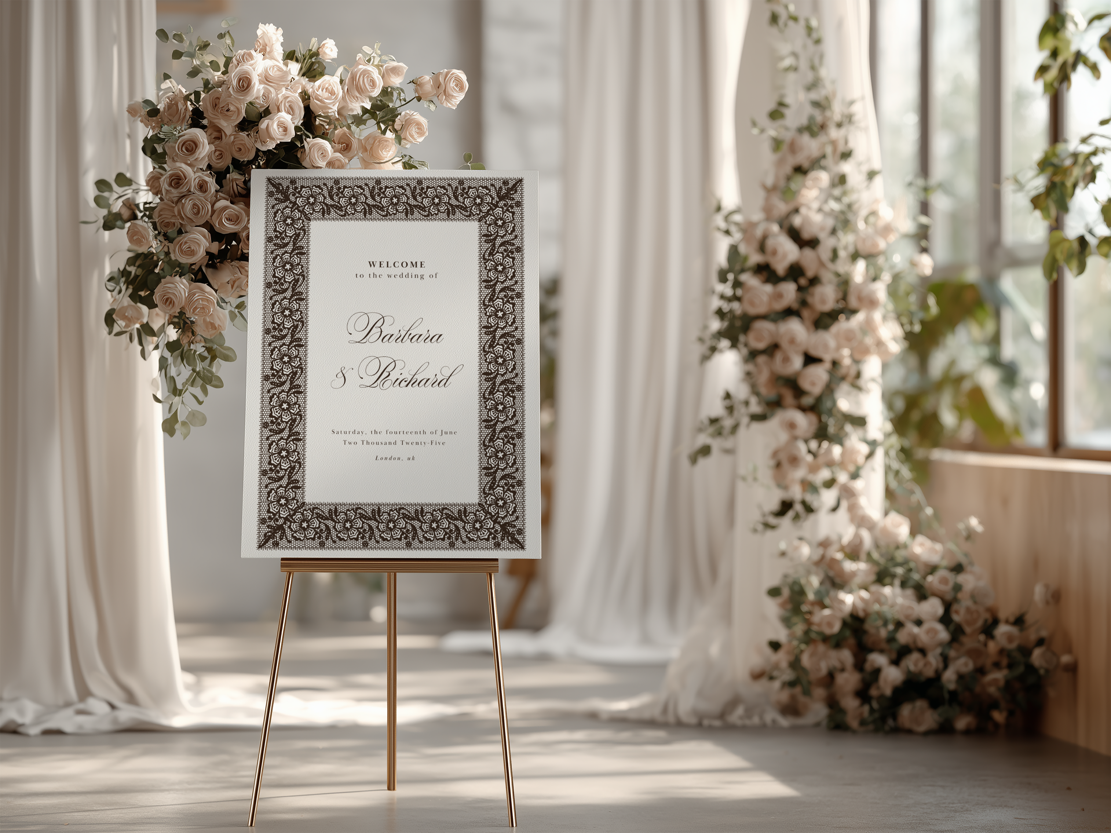 Vintage Brown Wedding Welcome Sign Template