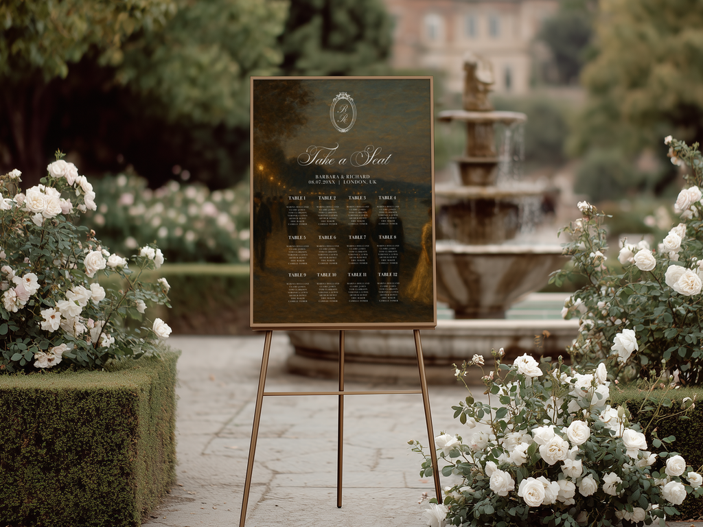 Vintage Brown Wedding Seating Chart Template