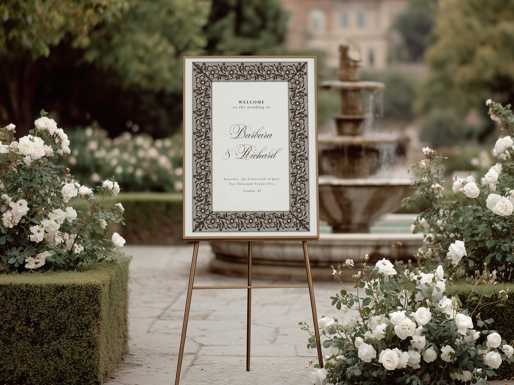 Vintage Brown Wedding Welcome Sign Template