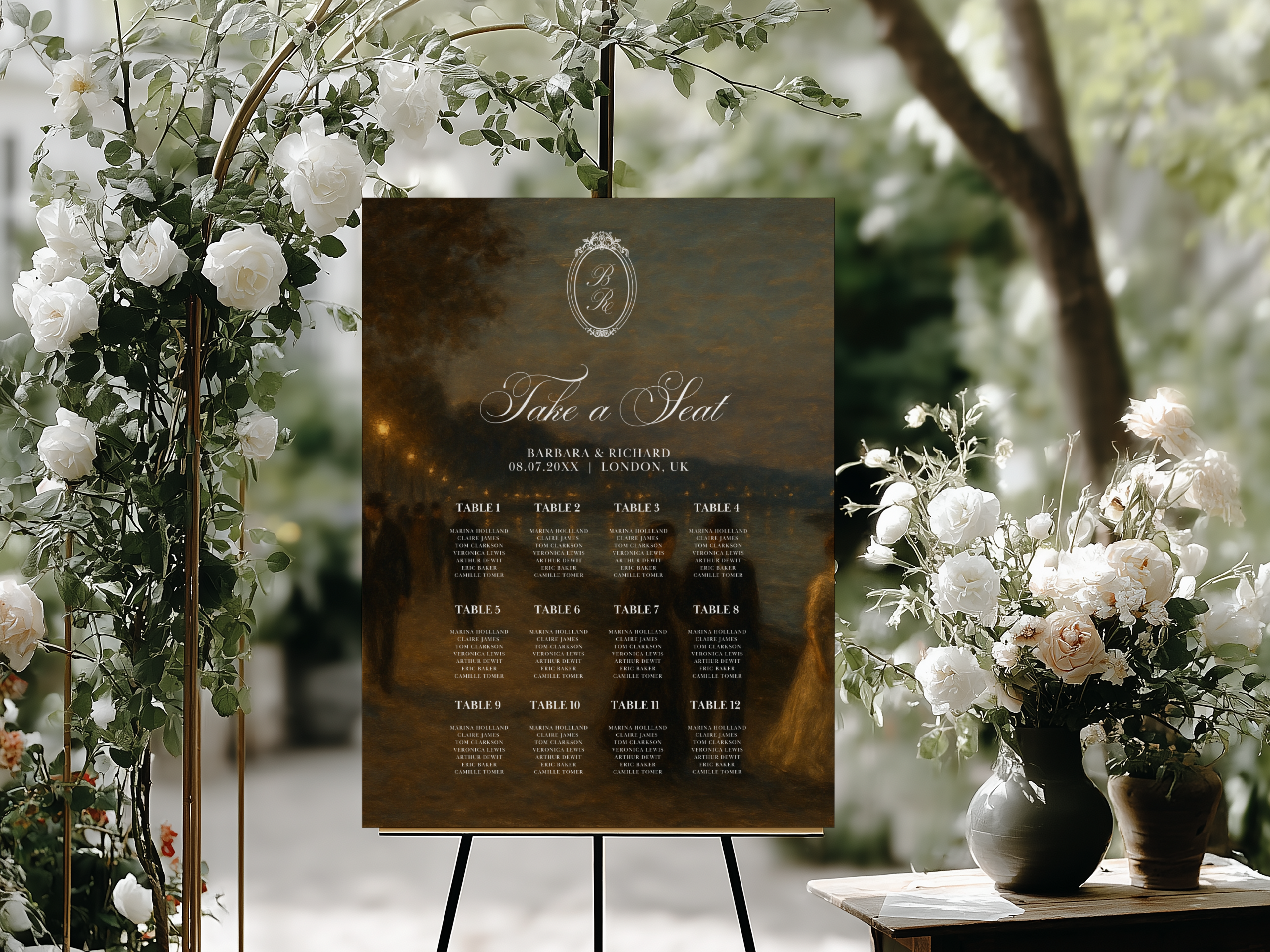 Vintage Brown Wedding Seating Chart Template