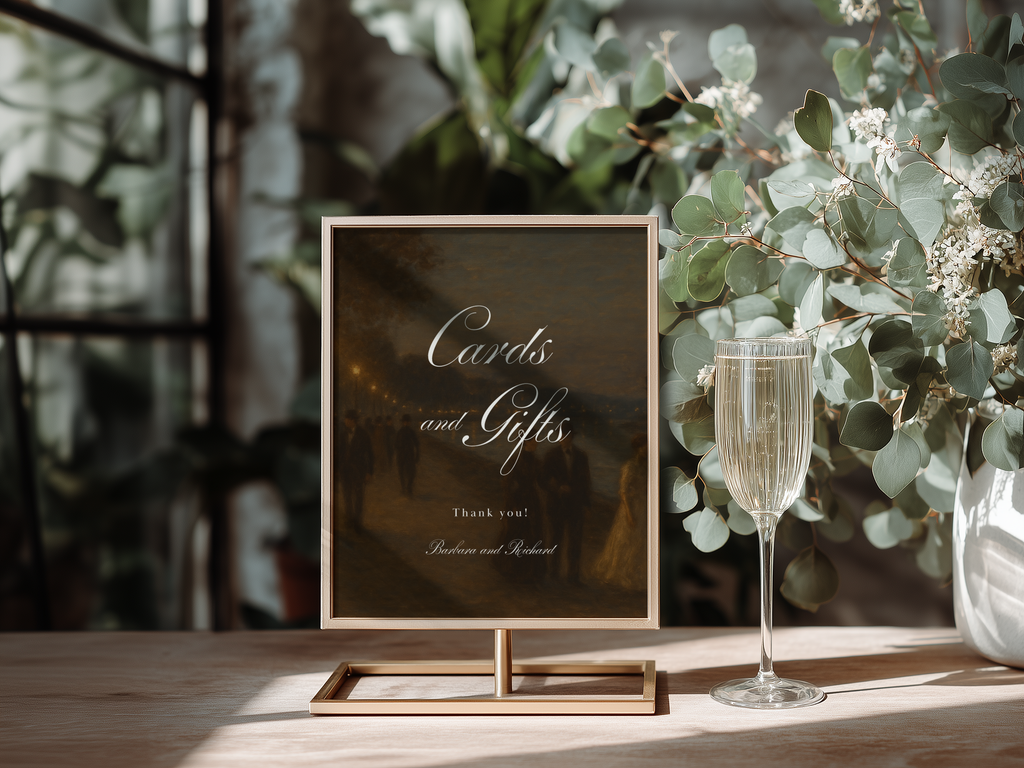Vintage Brown Cards & Gifts Sign Template