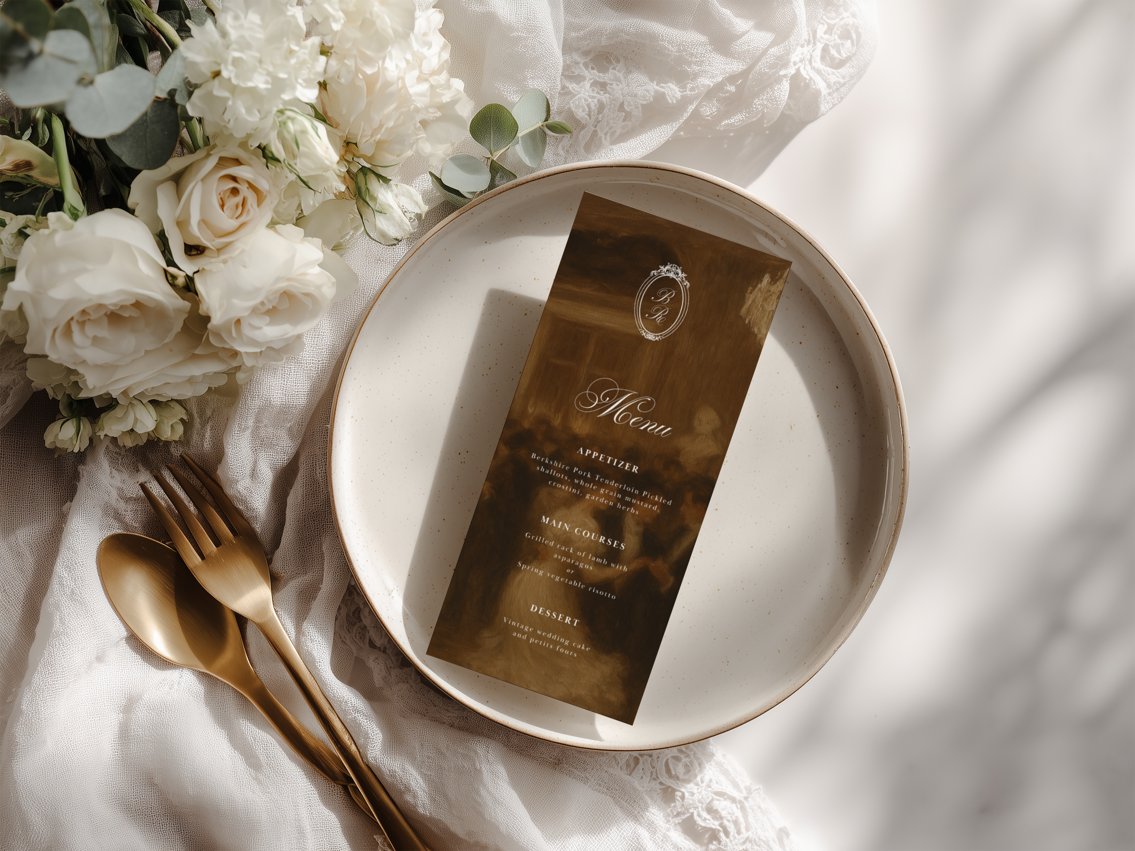 Vintage Brown Wedding Menu Template