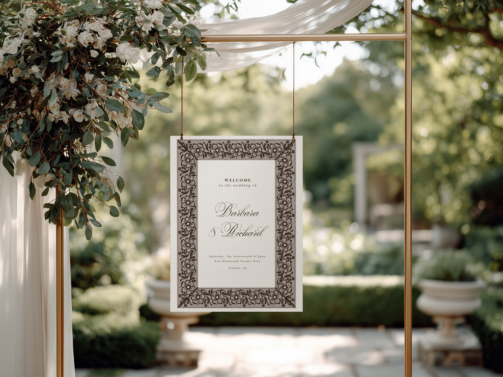Vintage Brown Wedding Welcome Sign Template