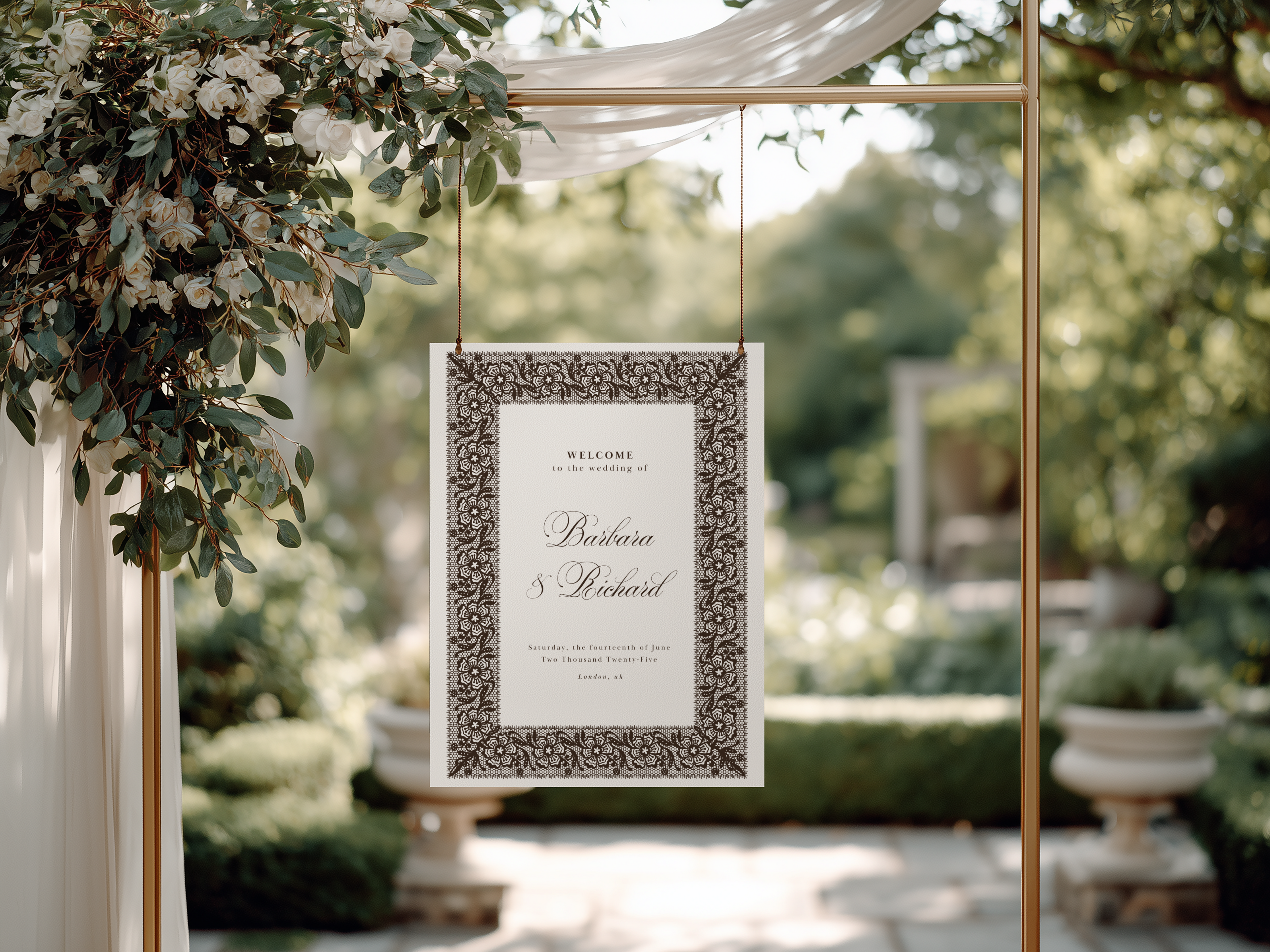 Vintage Brown Wedding Welcome Sign Template