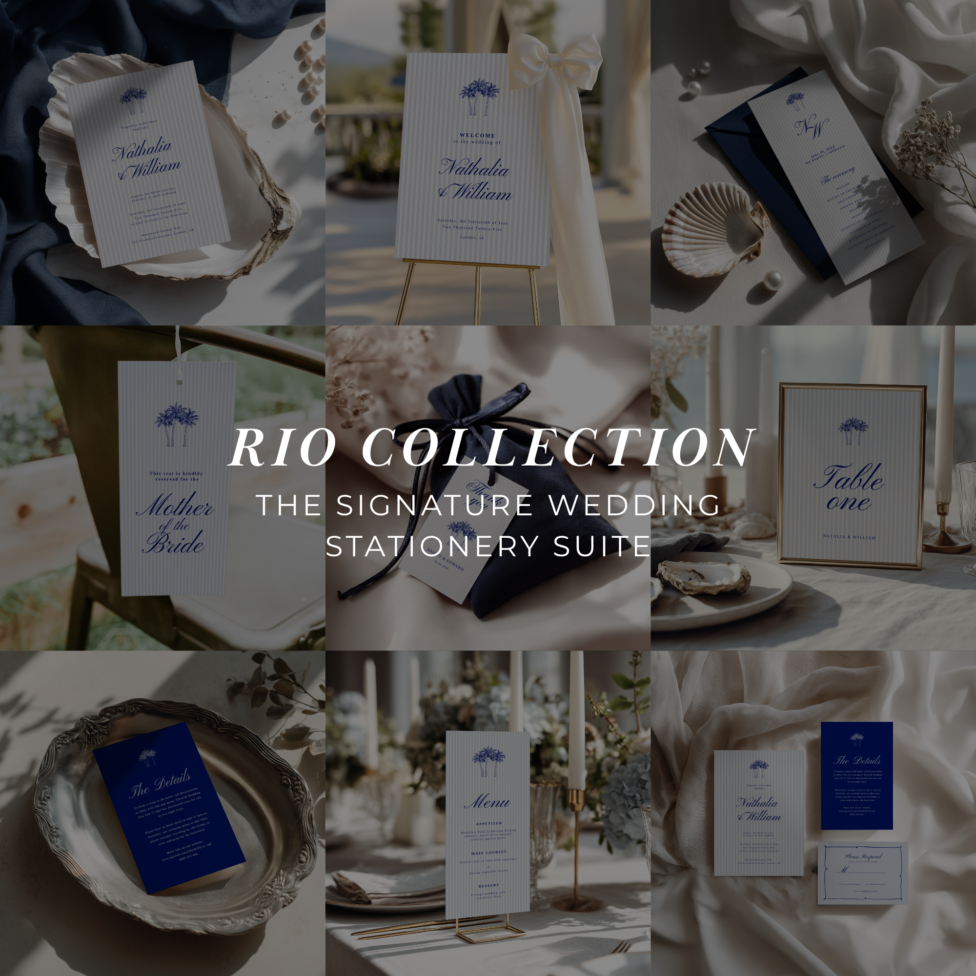 Costal Blue Wedding Stationery Suite Bundle