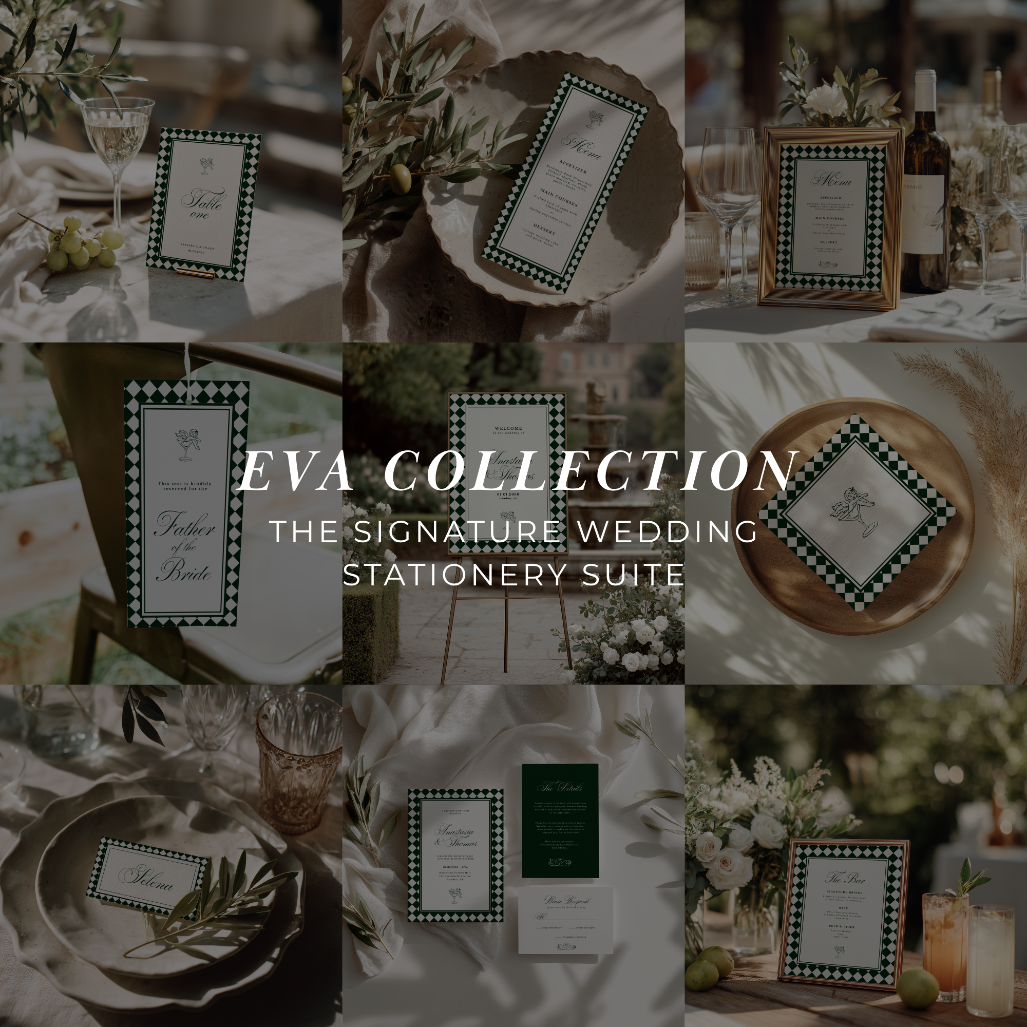 Green & White Wedding Stationery Suite Bundle