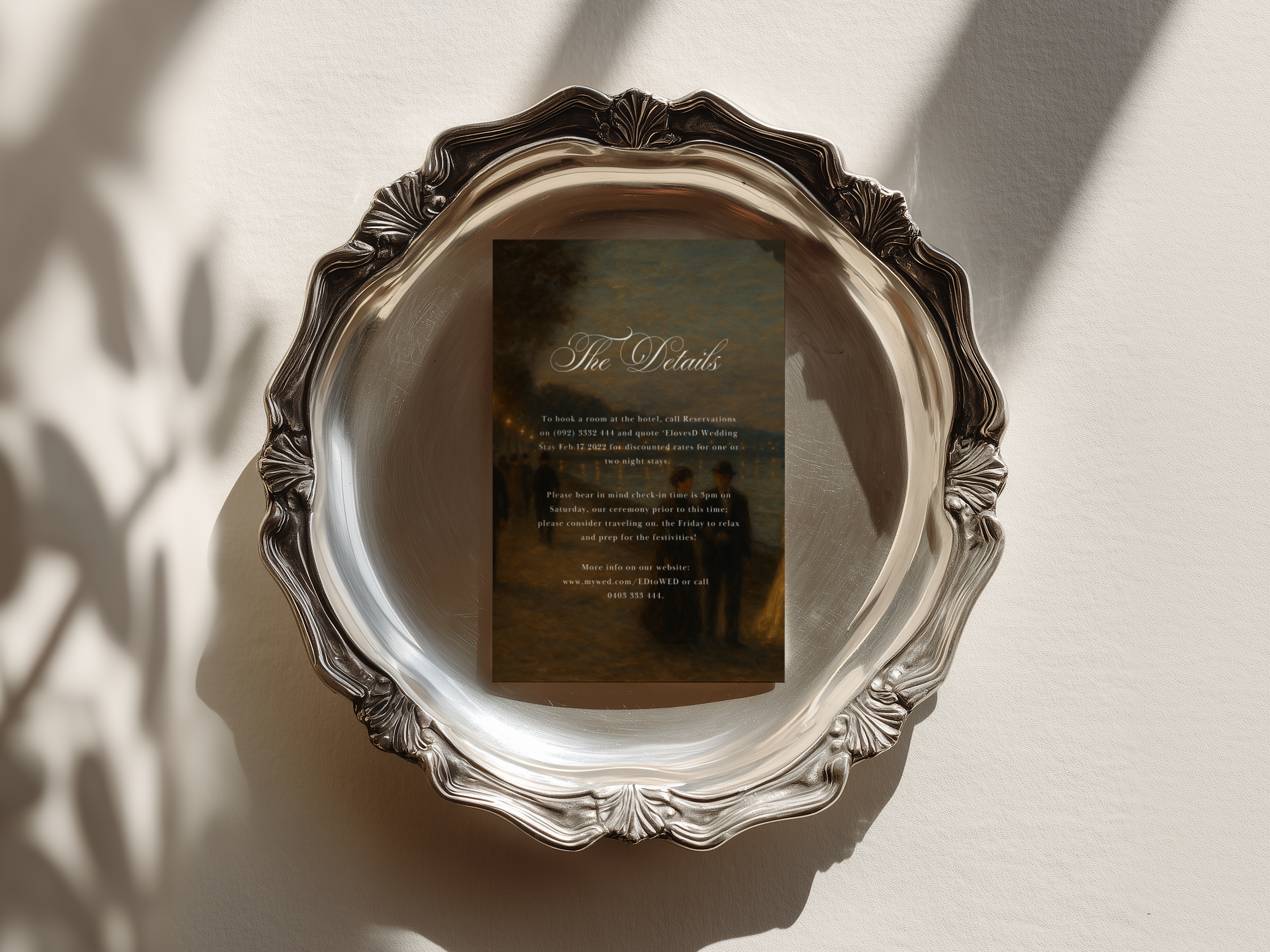 Vintage Brown Wedding Details Card Template