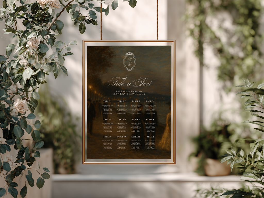 Vintage Brown Wedding Seating Chart Template