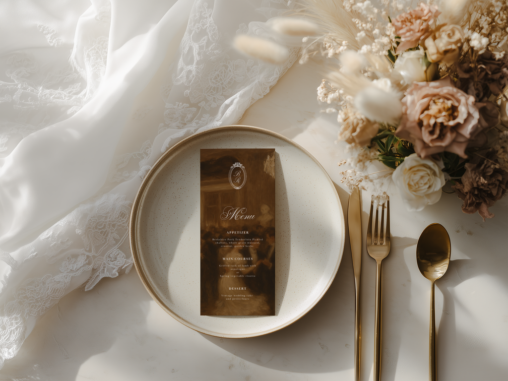 Vintage Brown Wedding Menu Template