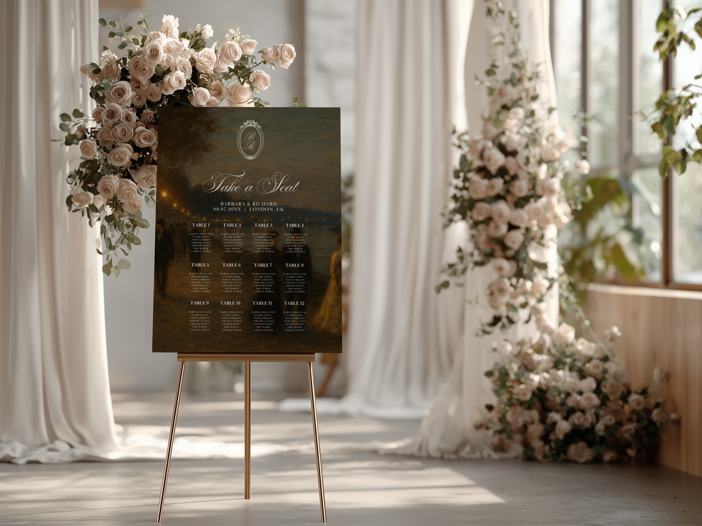 Vintage Brown Wedding Seating Chart Template