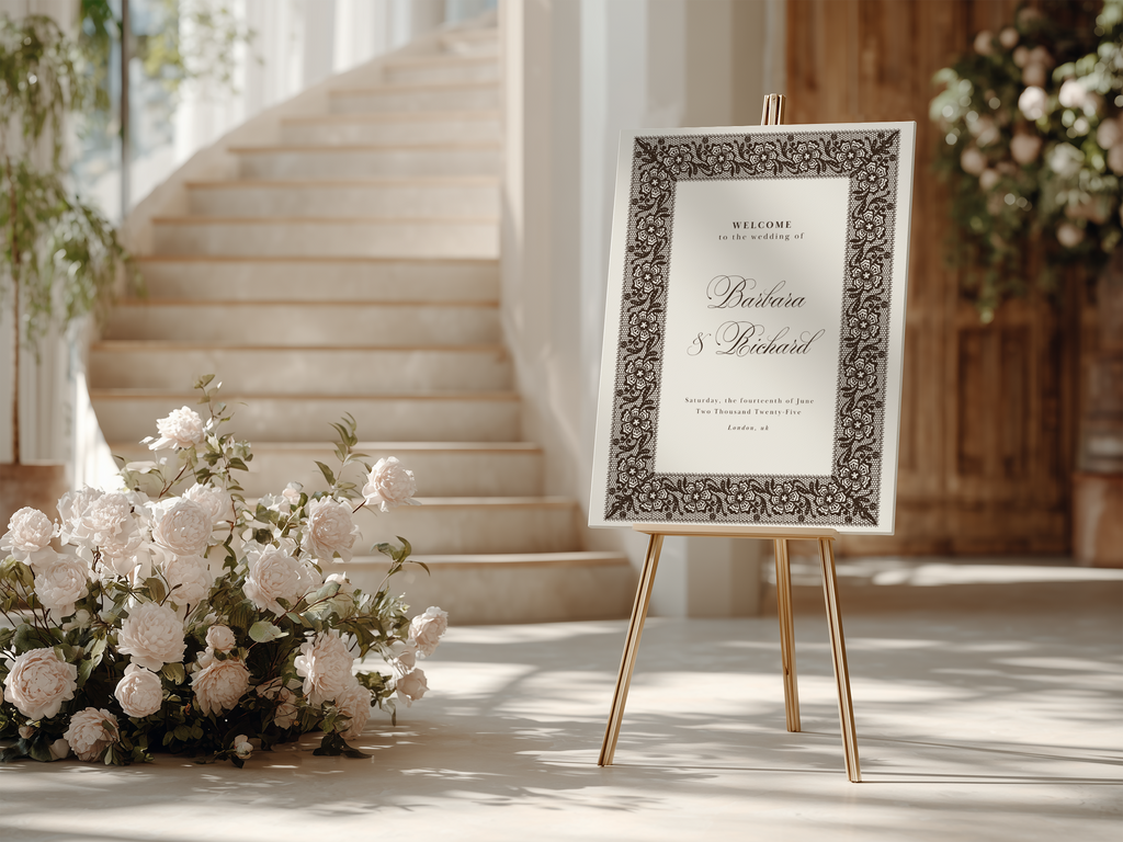 Vintage Brown Wedding Welcome Sign Template