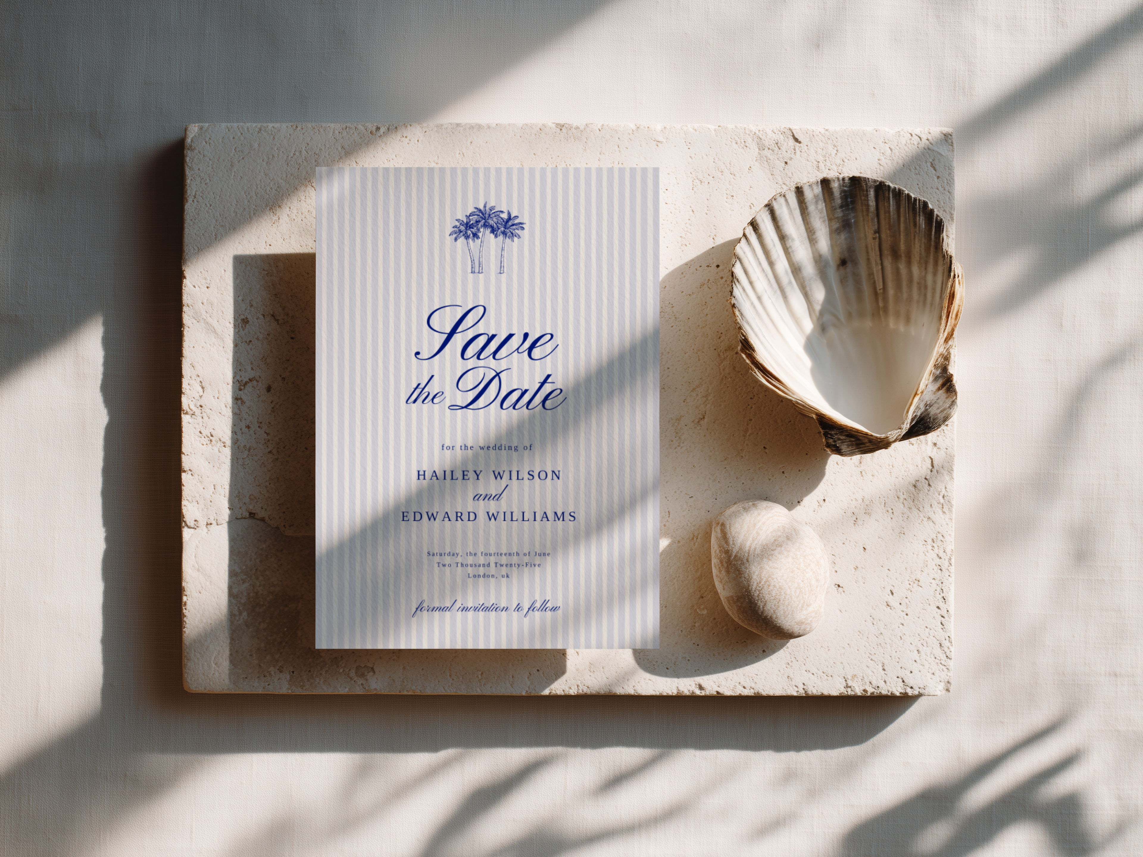 Costal Blue Wedding Save the Date Template