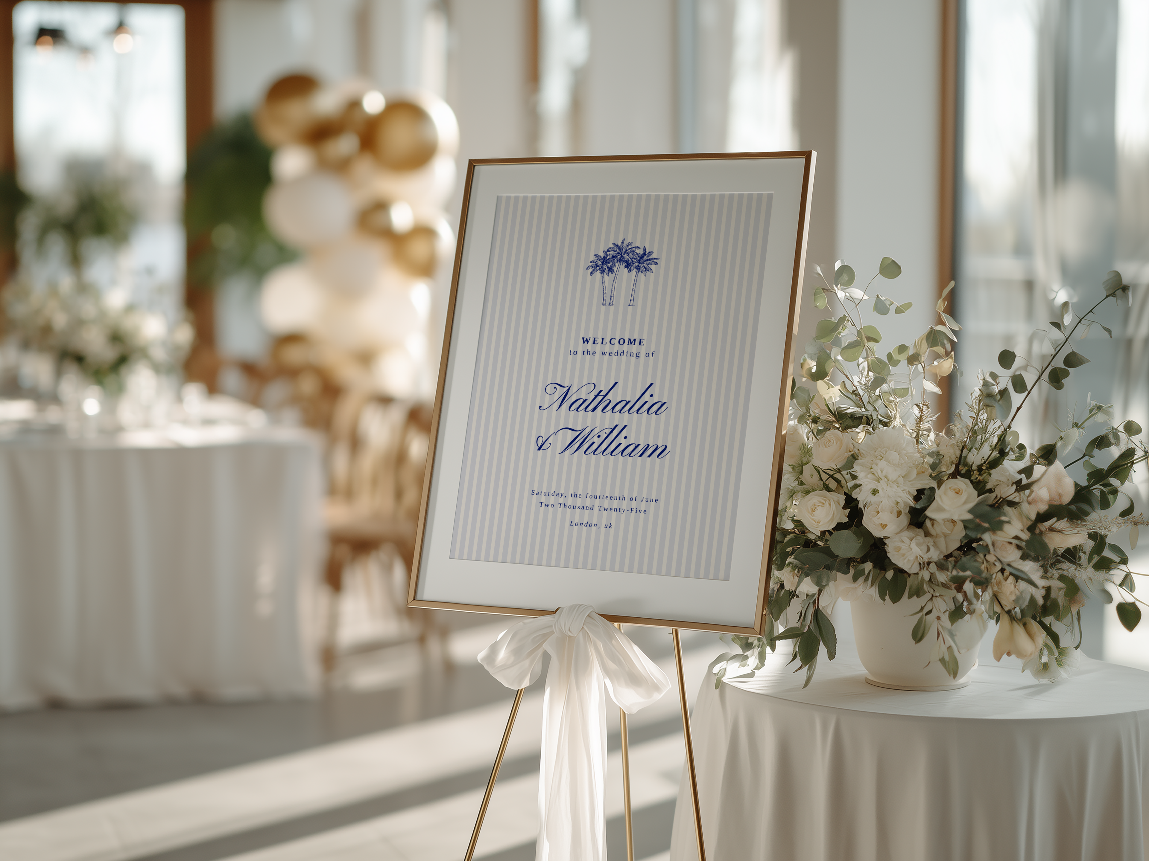 Costal Blue Wedding Welcome Sign Template