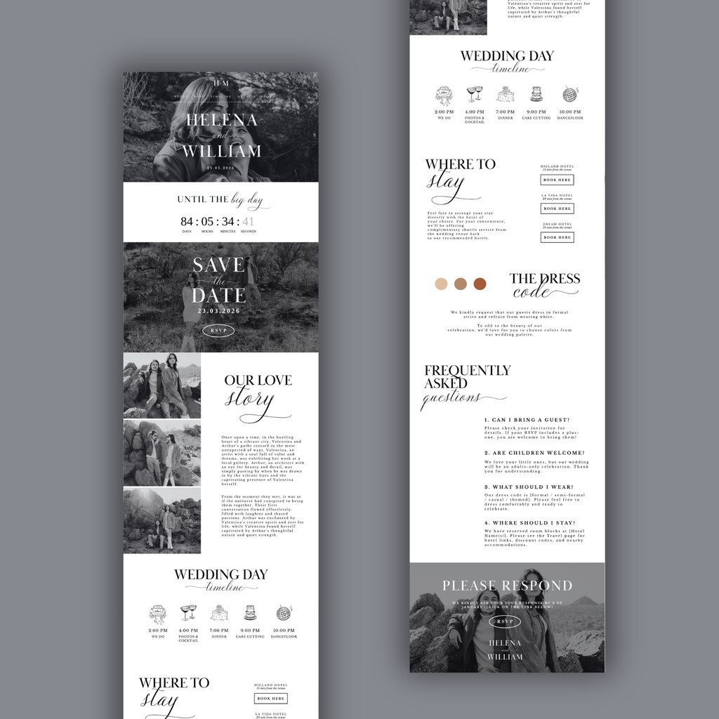 Black and White Wedding Website Template