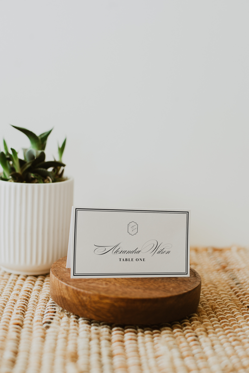 Black & White Wedding Place Card Template