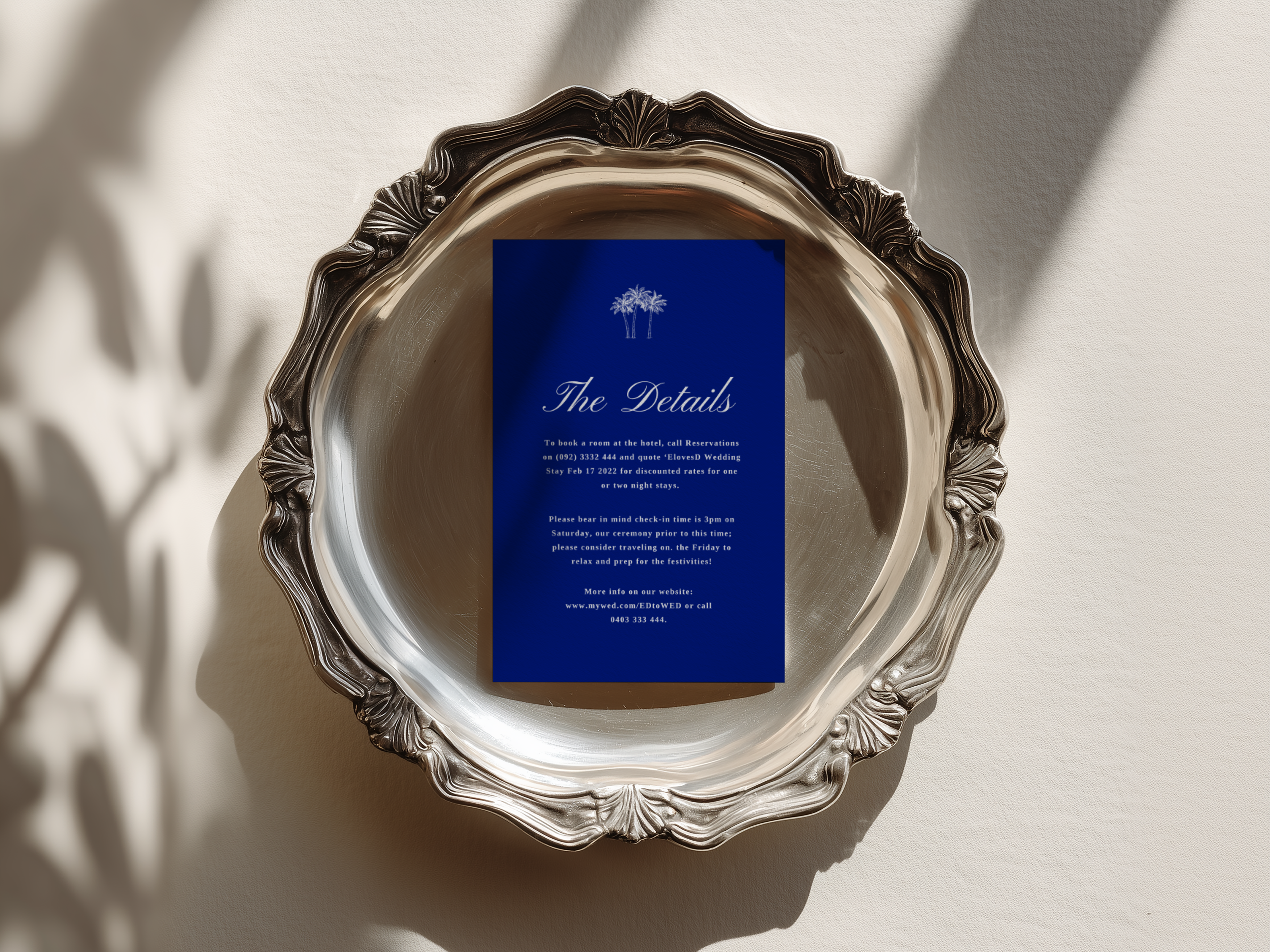 Costal Blue Wedding Details Card Tempplate