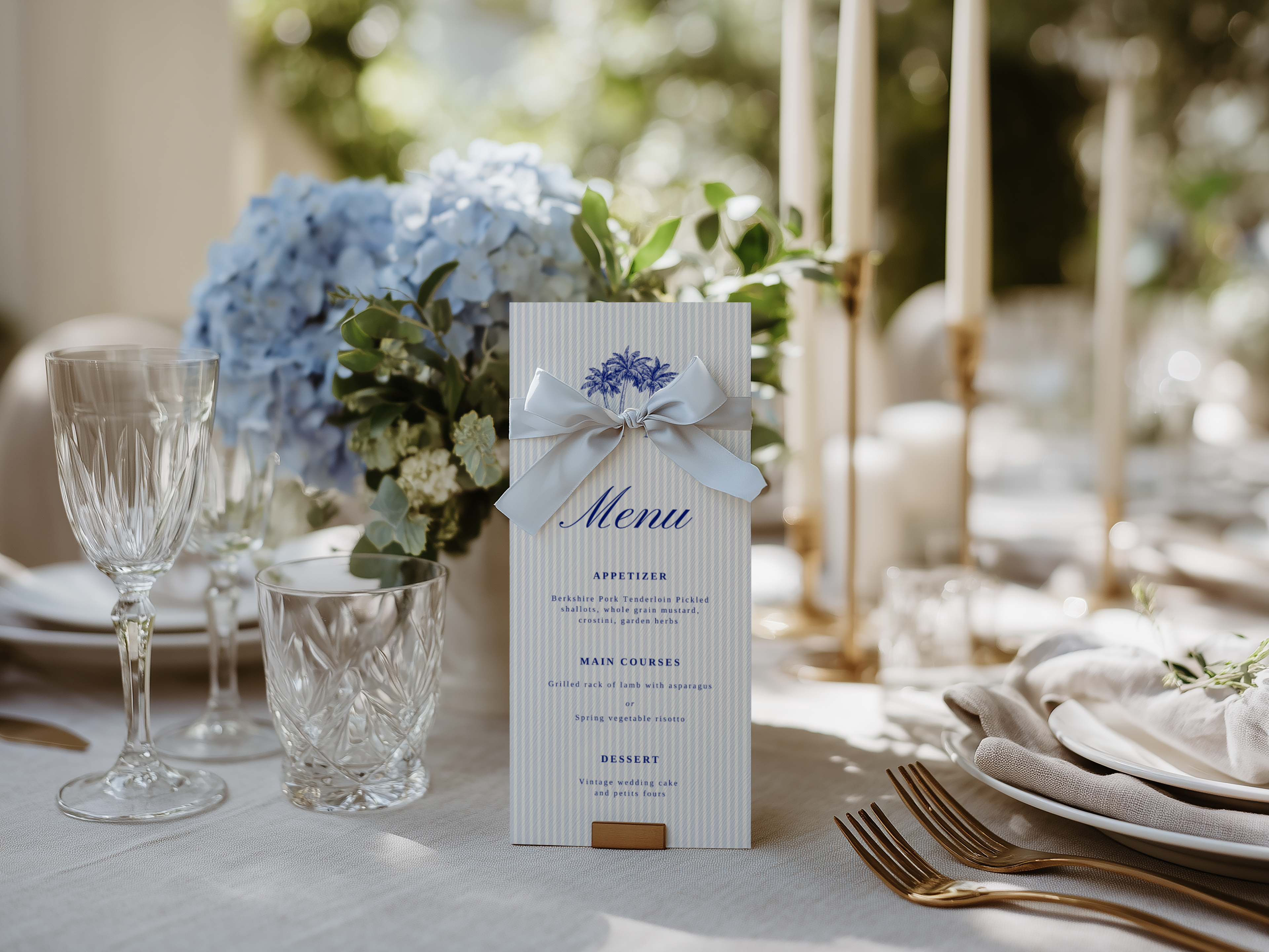 Costal Blue Wedding Menu Template