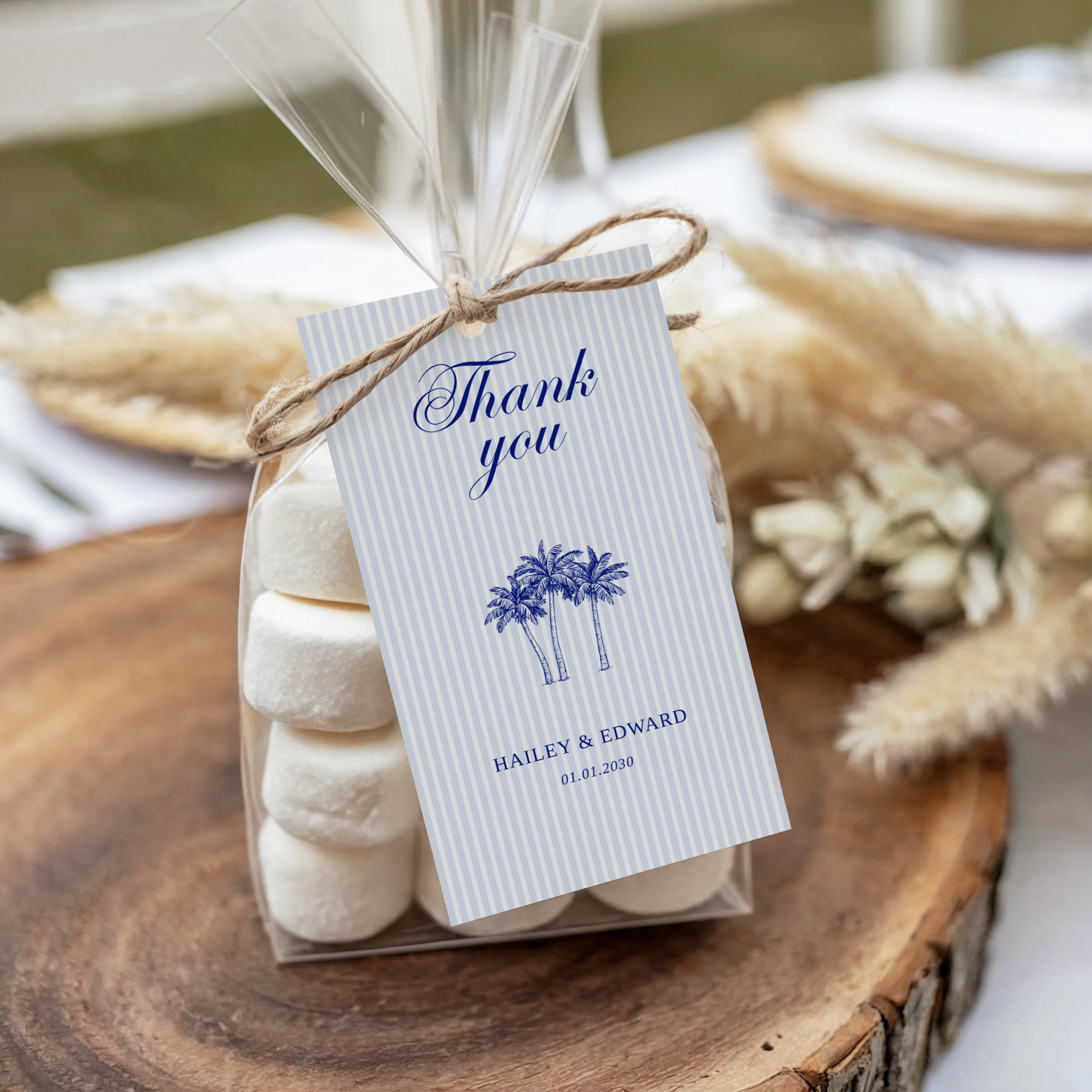 Costal Blue Wedding Favor Tag Template