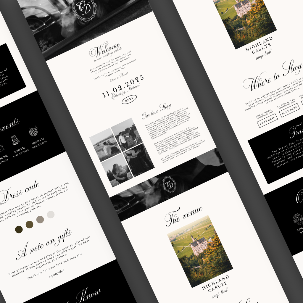 Monochrome Romance Wedding Website Template