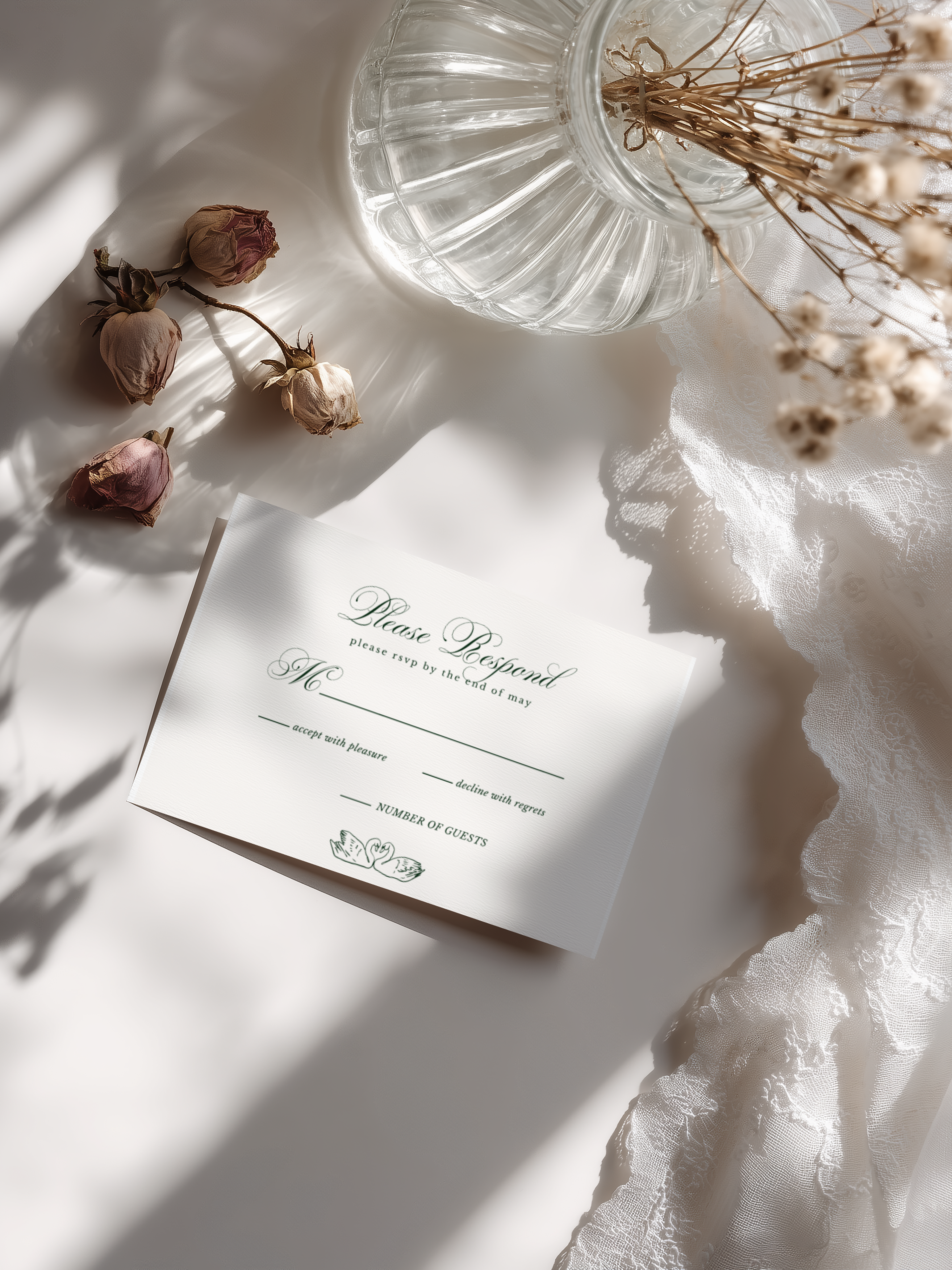 Green Wedding RSVP Card Template