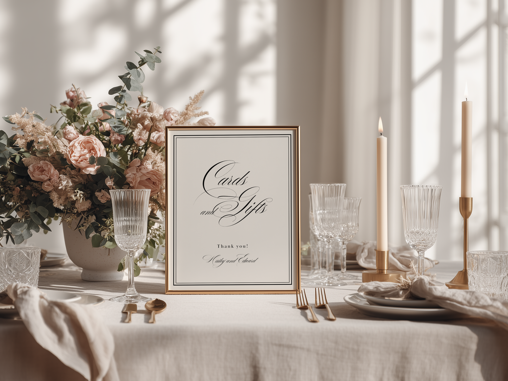 Black & White Cards & Gifts Sign Template
