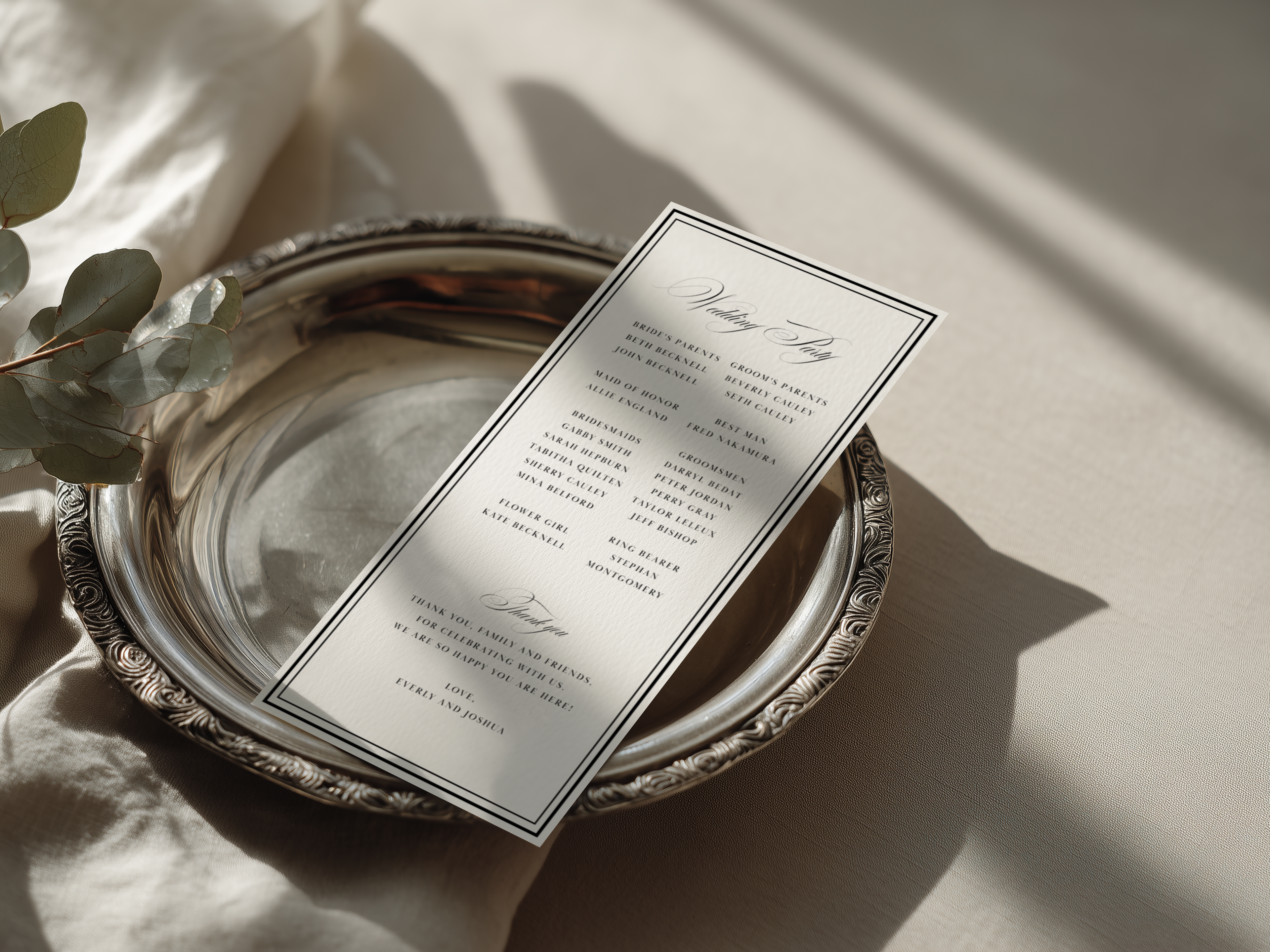 Black & White Wedding Program Template