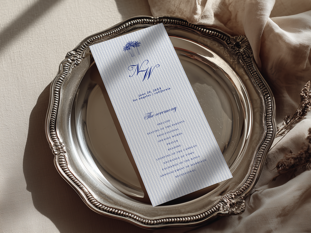 Costal Blue Wedding Program Template