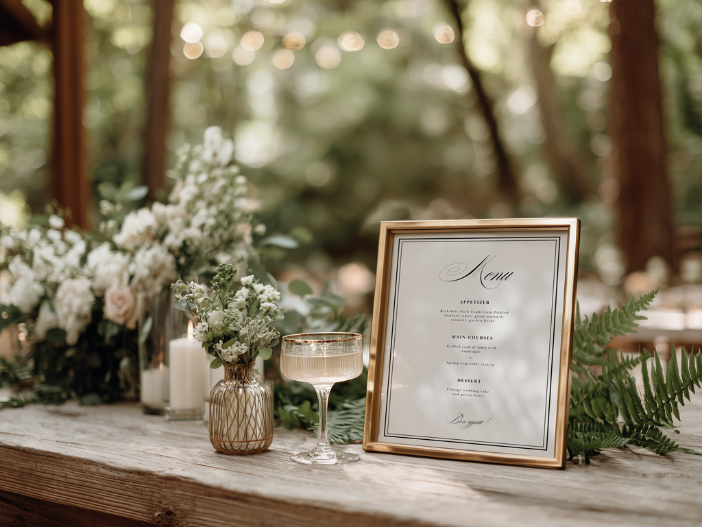 Black & White Wedding Menu Template