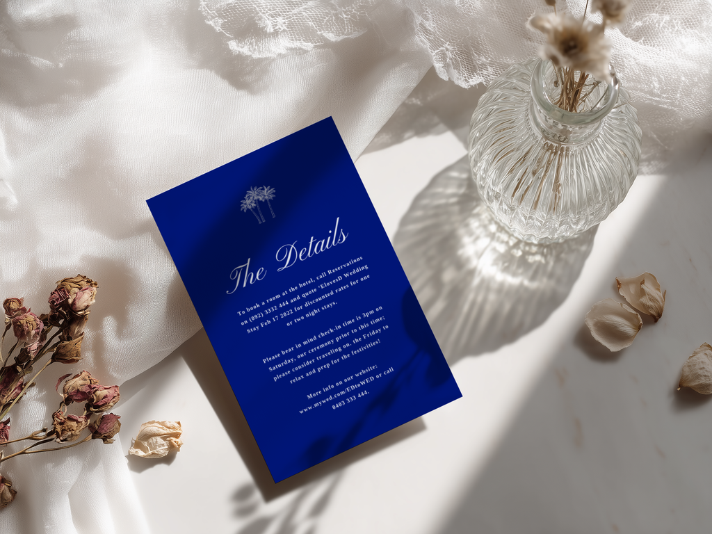 Costal Blue Wedding Details Card Tempplate