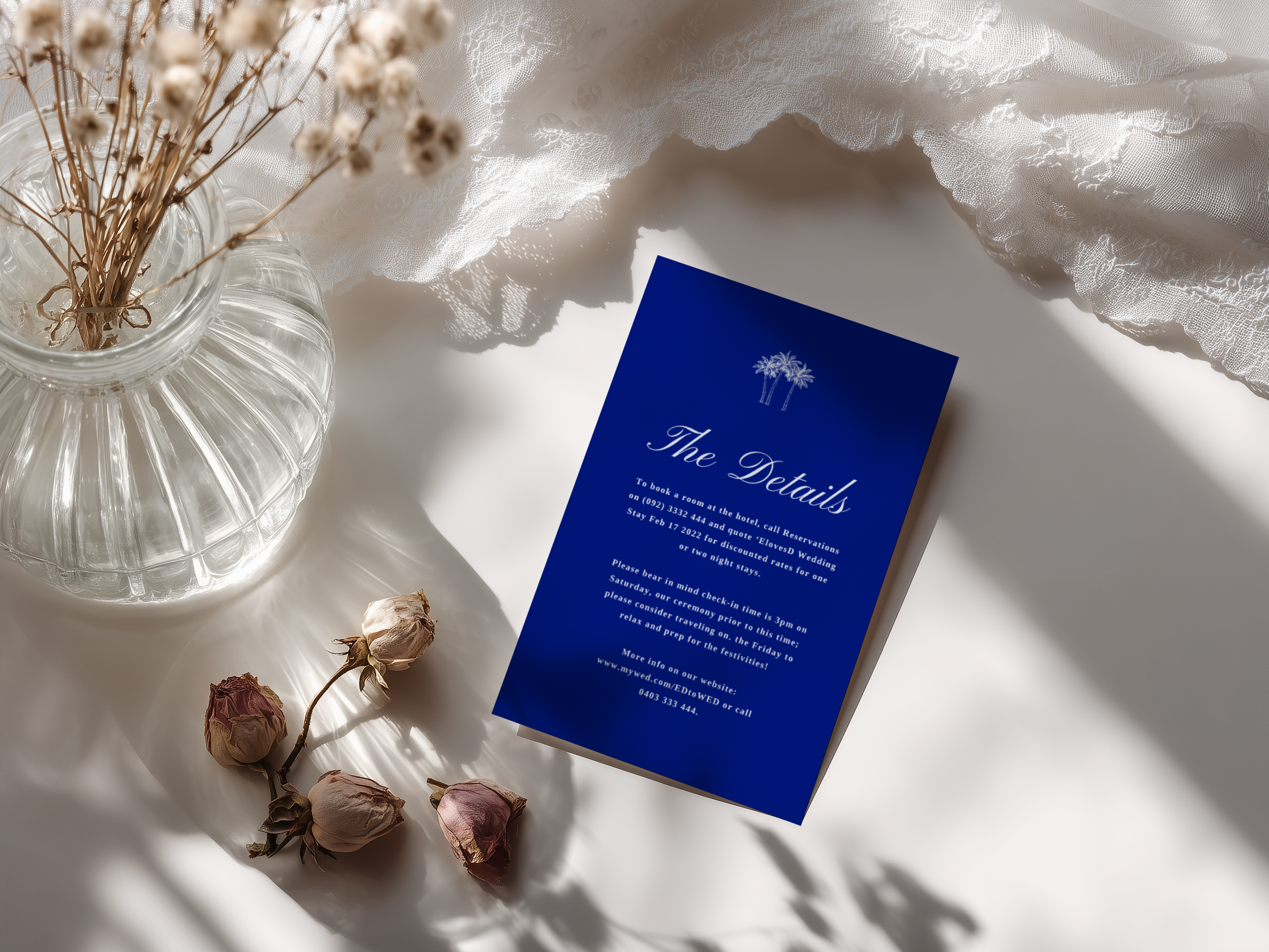 Costal Blue Wedding Details Card Tempplate