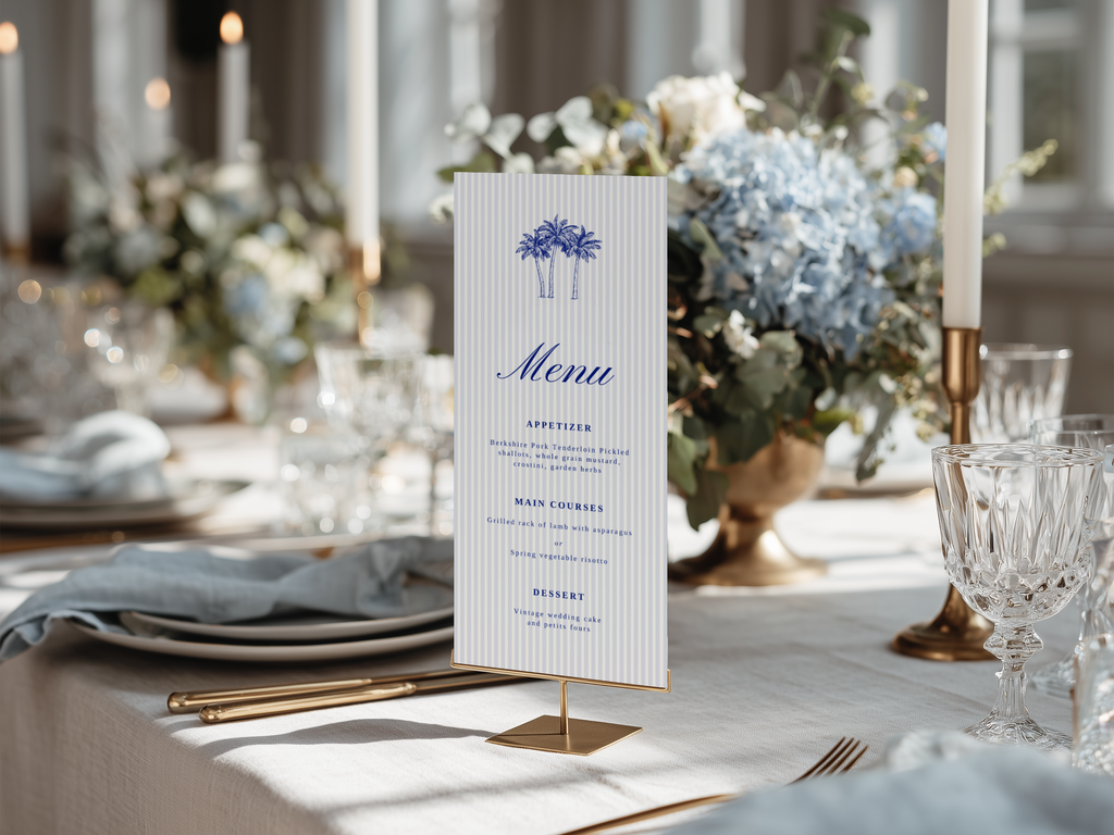 Costal Blue Wedding Menu Template