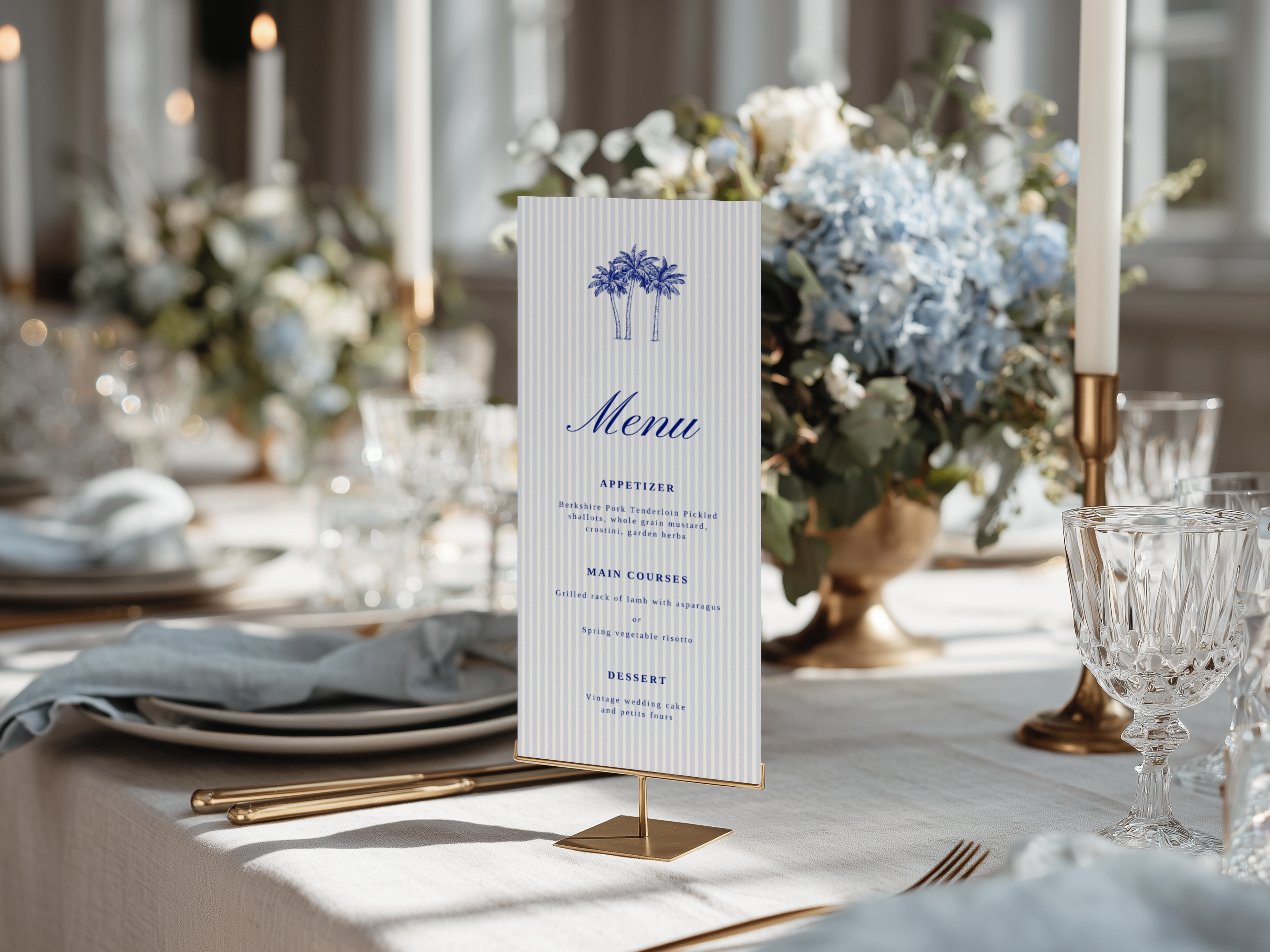 Costal Blue Wedding Menu Template