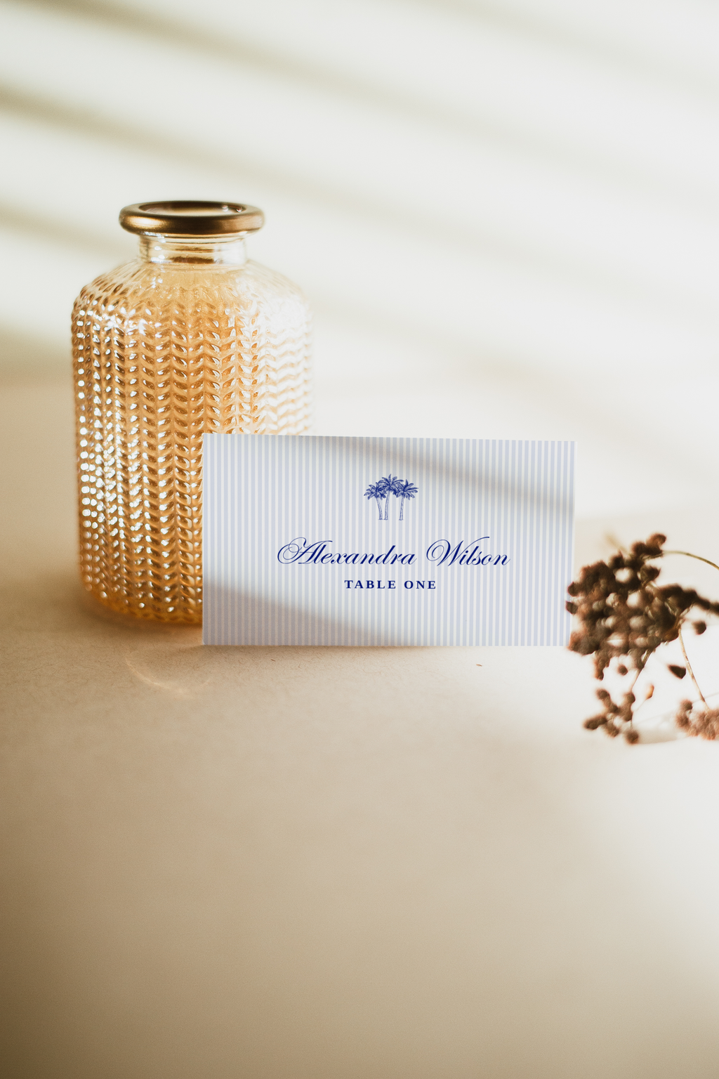 Costal Blue Wedding Place Card Template