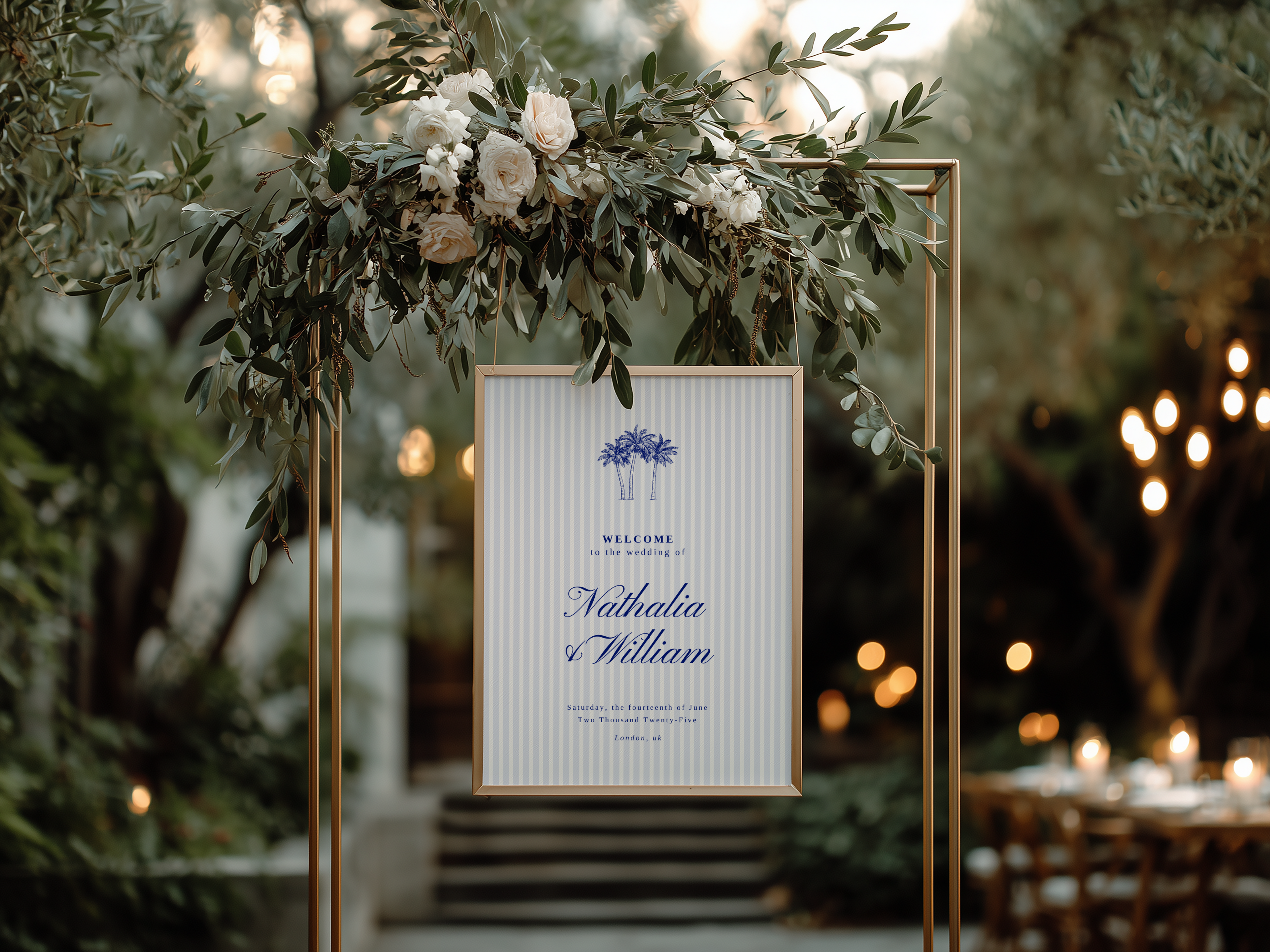 Costal Blue Wedding Welcome Sign Template