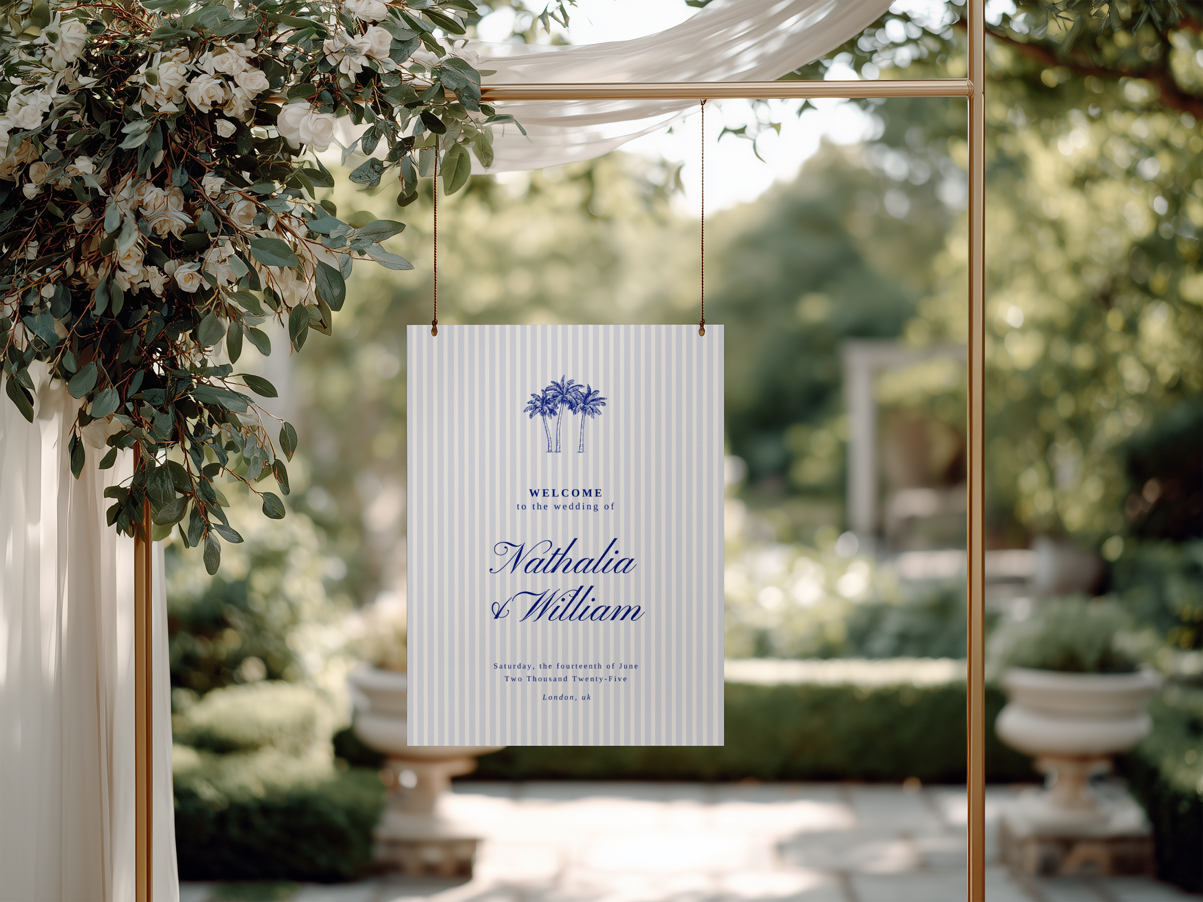 Costal Blue Wedding Welcome Sign Template